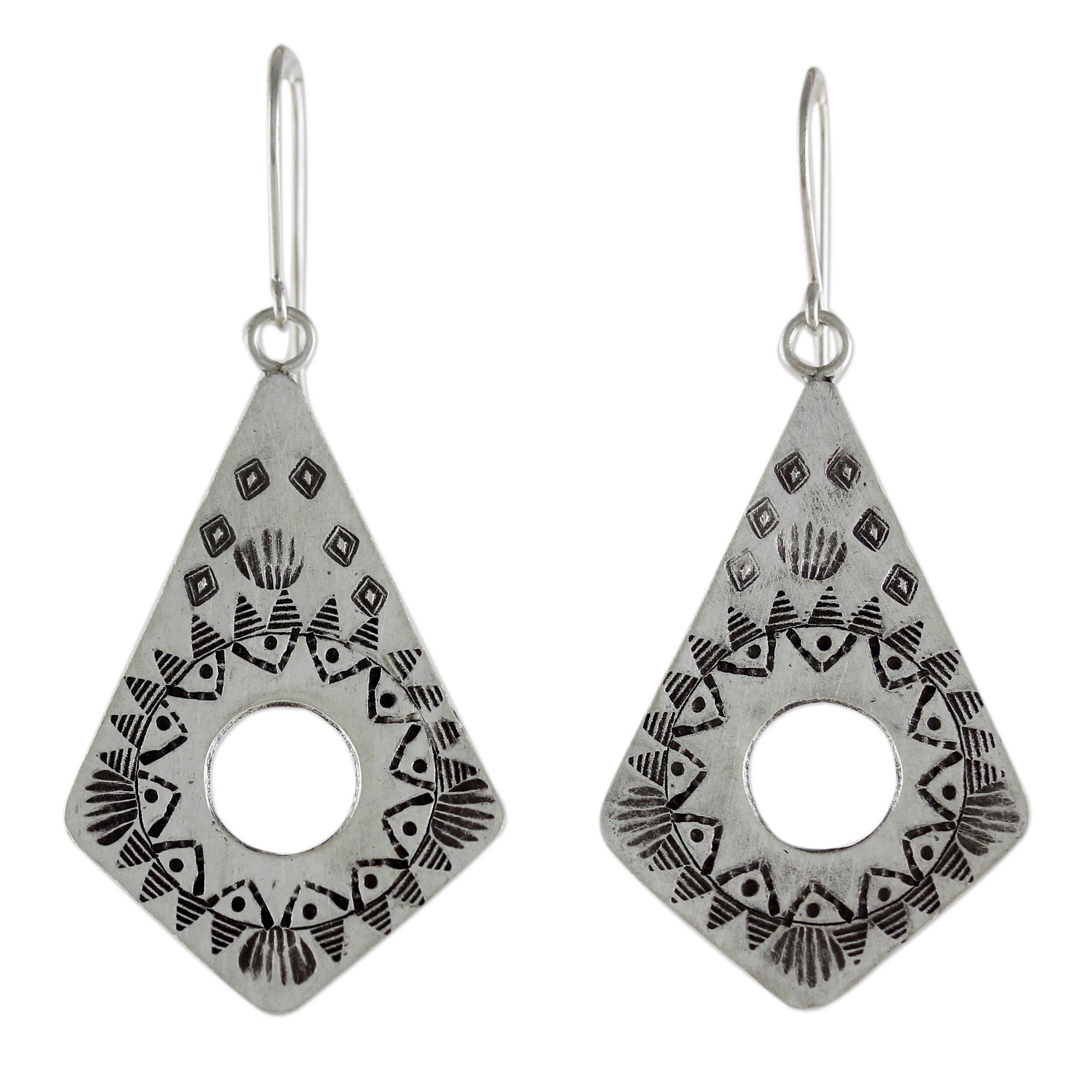 Premium Thai Hill Tribe Silver Dangle Earrings - Handcrafted Exotic Design