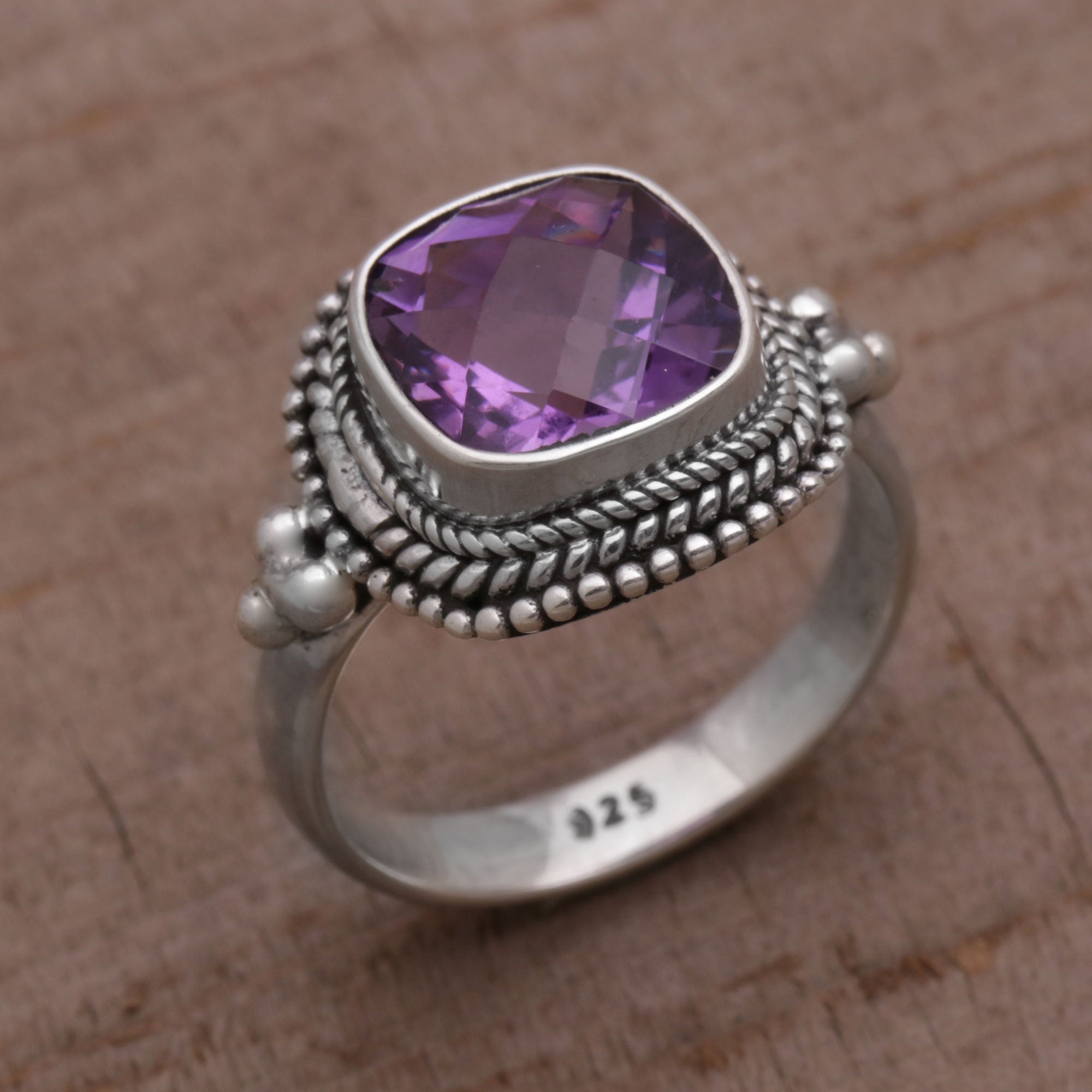 Premium Amethyst Cocktail Ring – Handcrafted Sterling Silver Jewelry from Bali