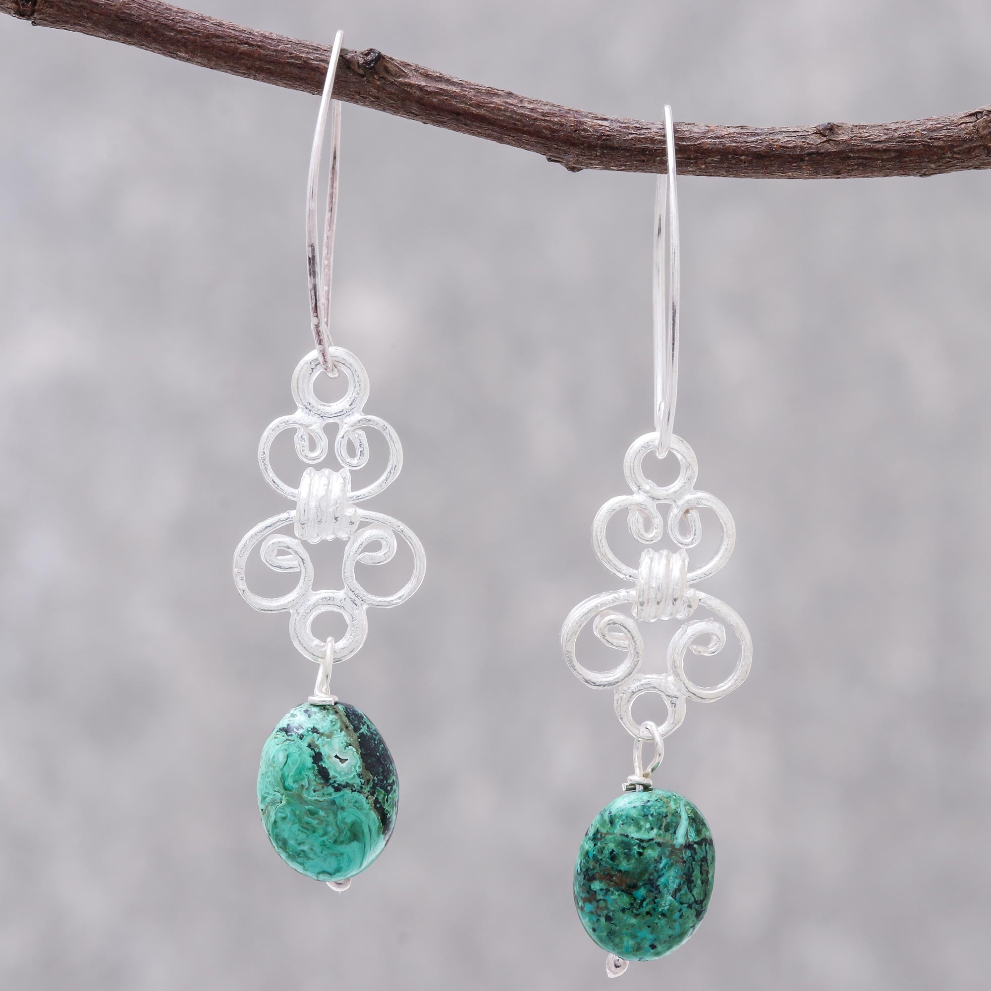 Premium Malachite Dangle Earrings - Elegant Wind Design