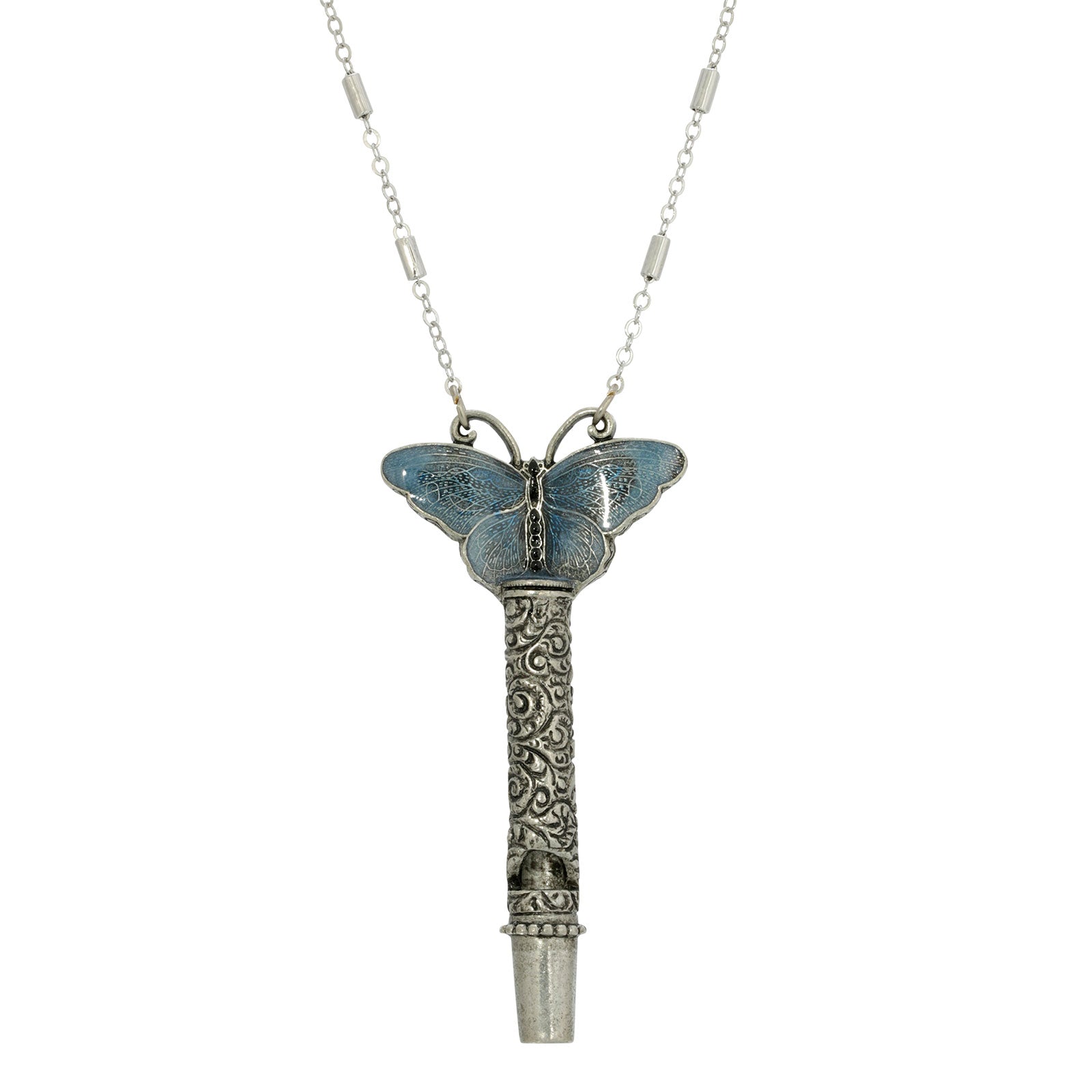 Premium 1928 Jewelry® Enamel Butterfly Whistle Necklace - Blue