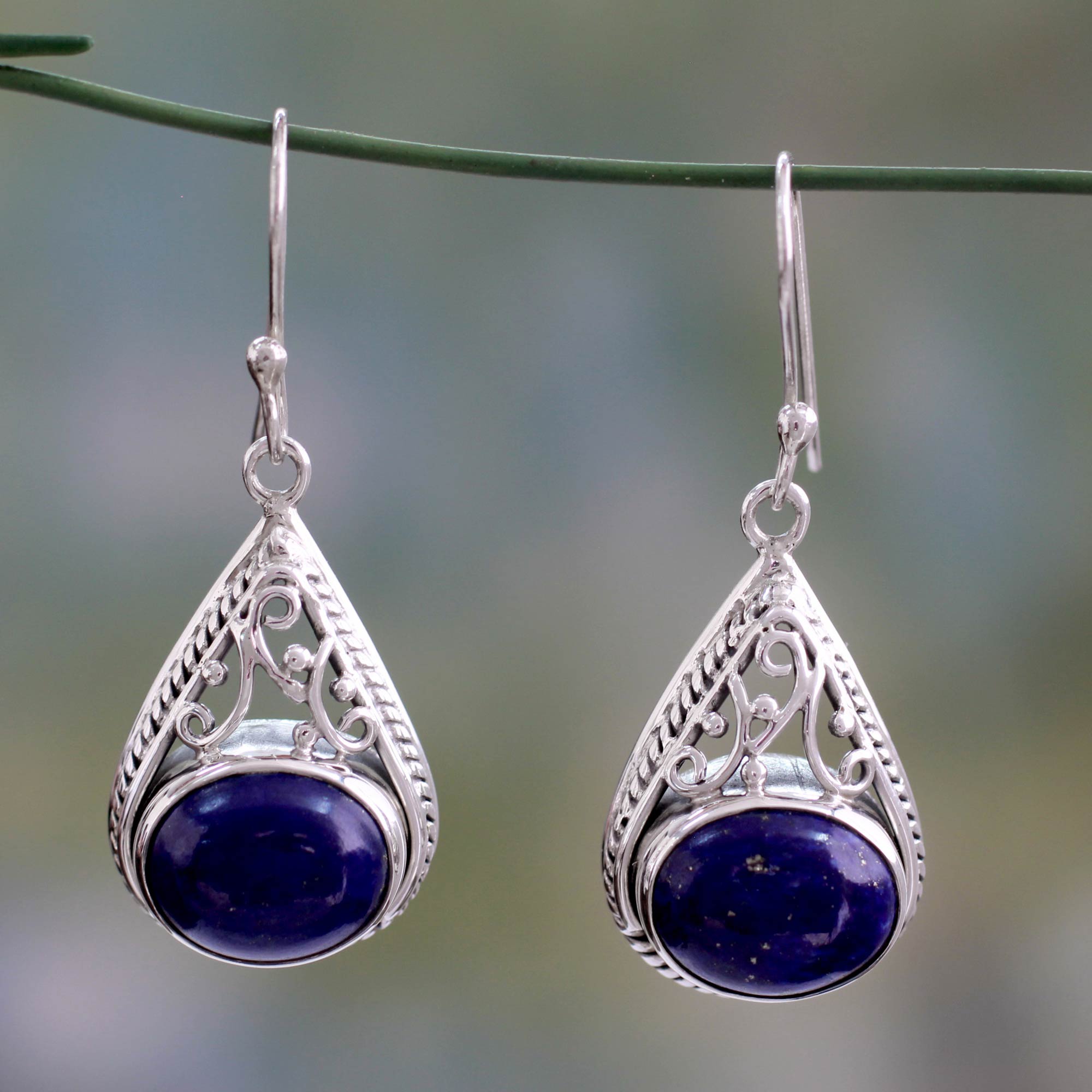 Premium Royal Grandeur Fair Trade Lapis Lazuli Sterling Silver Earrings