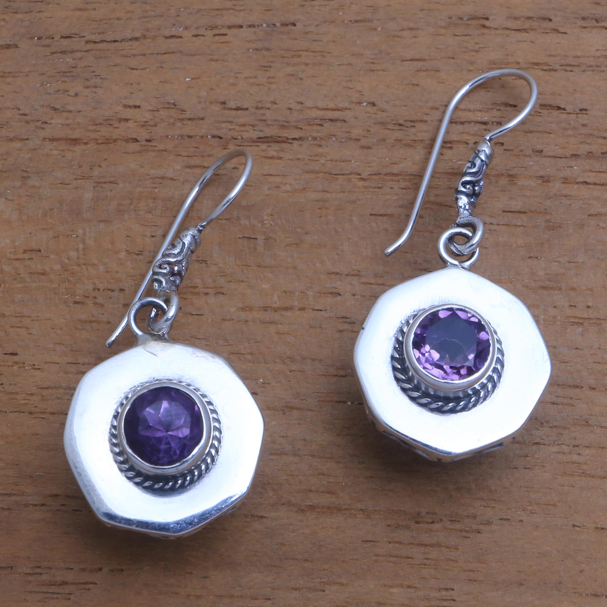 Premium Amethyst Dangle Earrings - Handcrafted Sterling Silver Jewelry from Bali