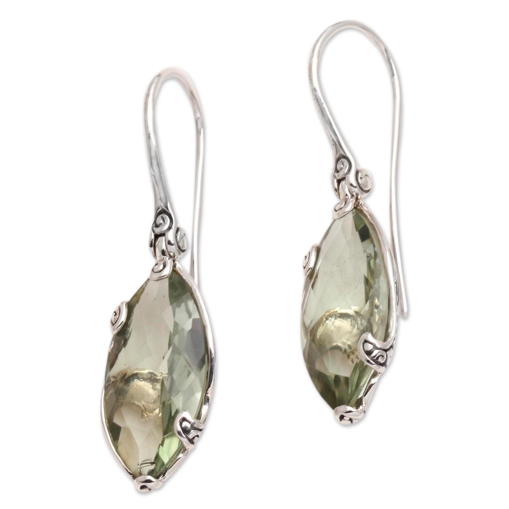 Premium Green Checkerboard Prasiolite Drop Earrings - Ultimate Elegance