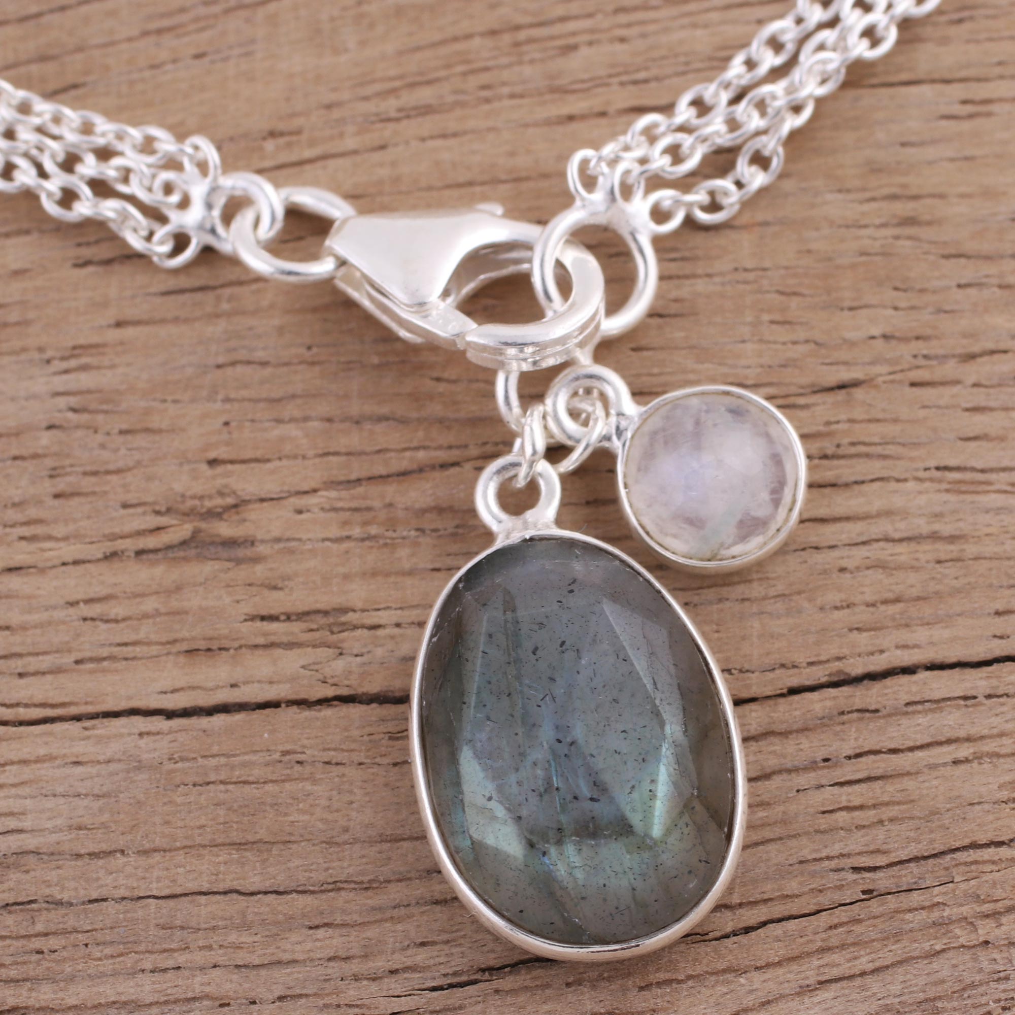 Premium Twinkling Harmony Labradorite & Moonstone Bracelet - Handcrafted Sterling Silver Jewelry