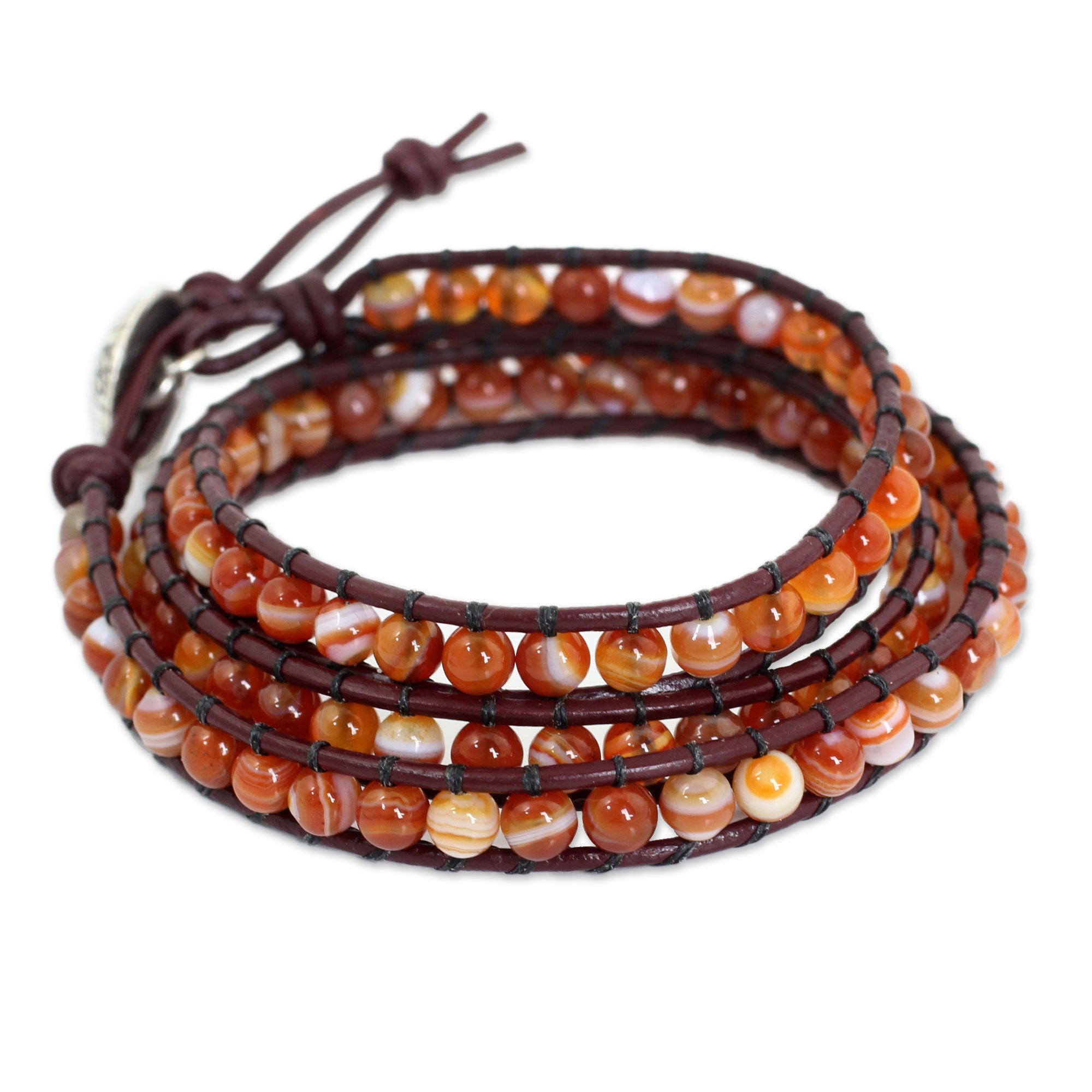 Premium Forest Flower Carnelian Wrap Bracelet - Handmade Artisan Jewelry