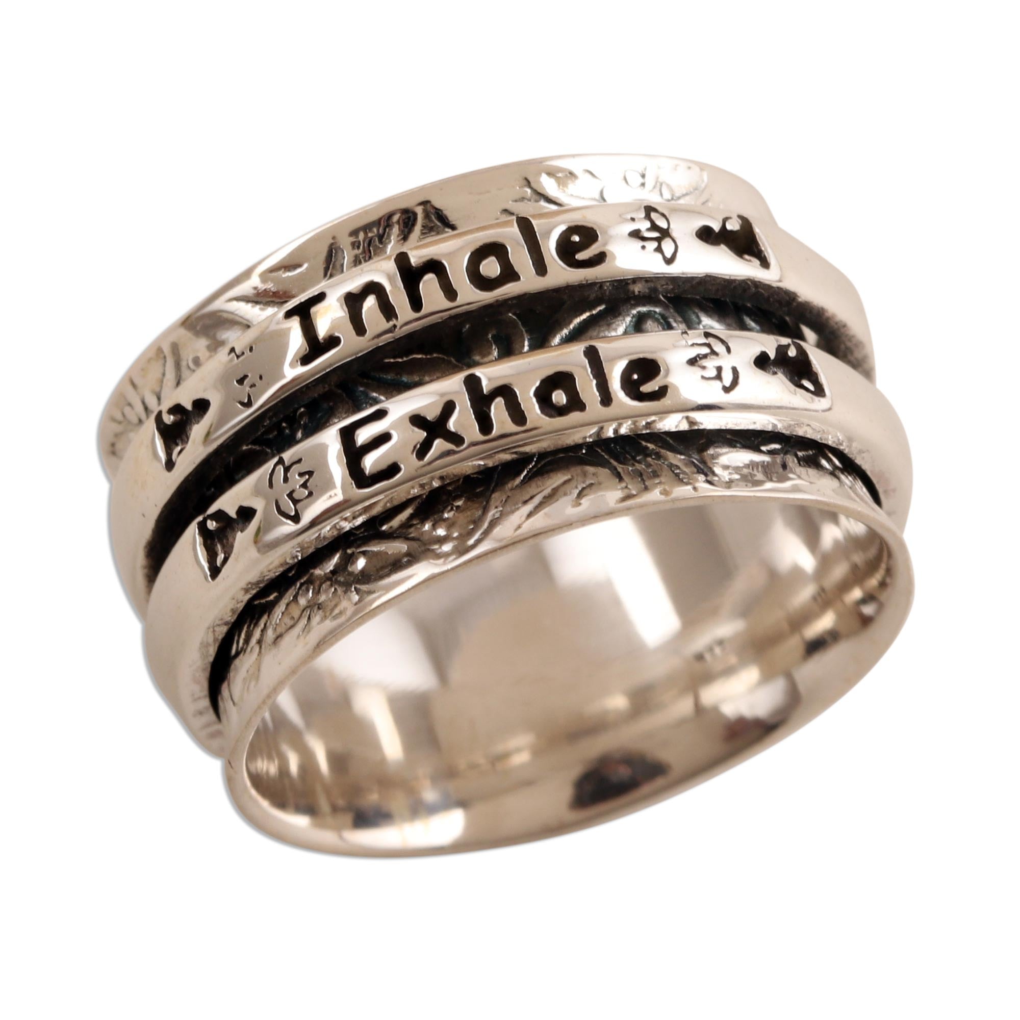 Premium Sterling Silver Inhale Exhale Meditation Spinner Ring - Upgrade Your Mindfulness Routine