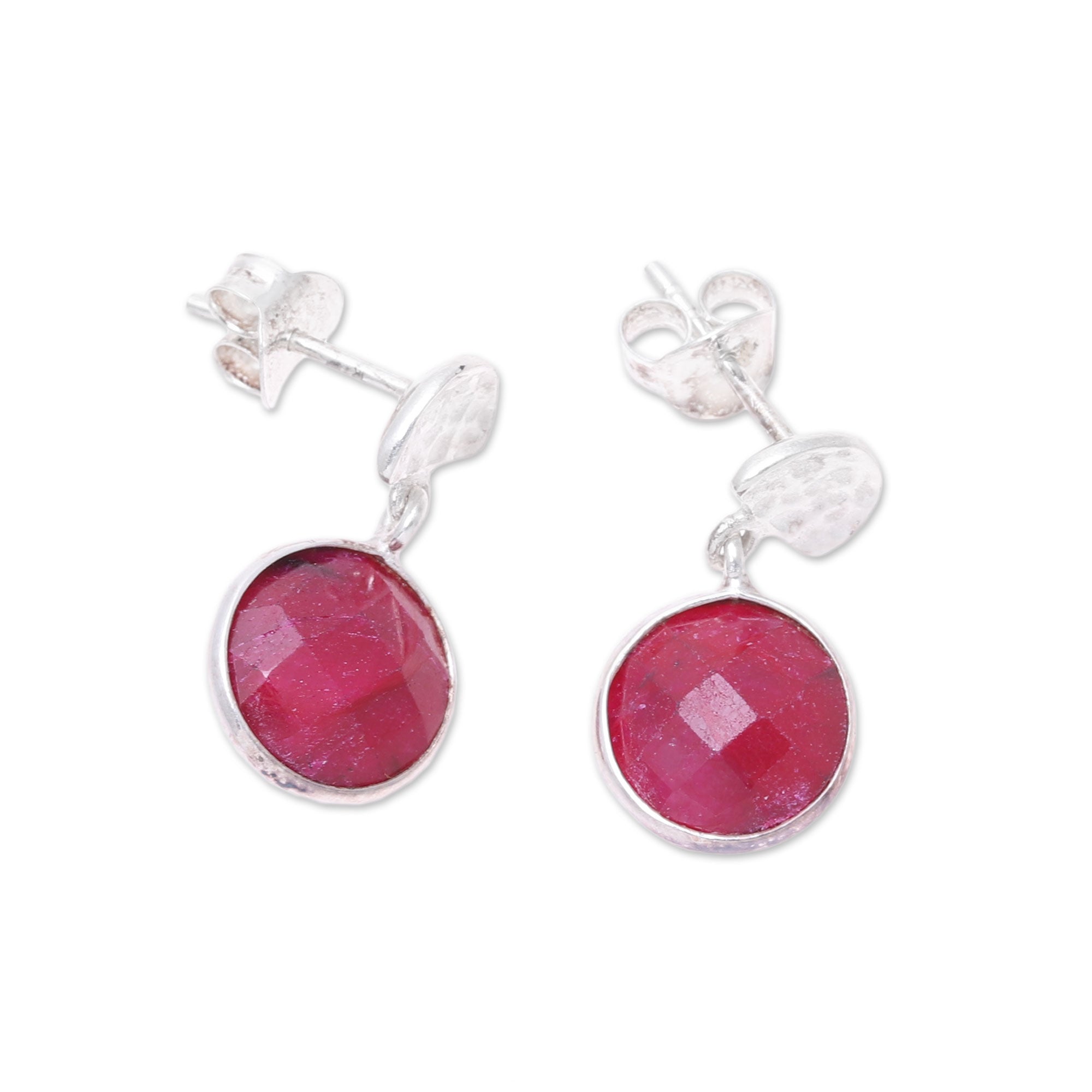 Premium Sparkle and Fire Ruby Dangle Earrings - Handcrafted Sterling Silver Jewelry from India