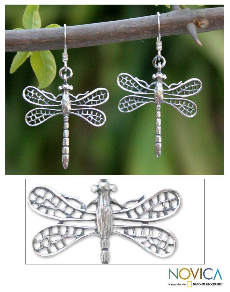 Premium Sterling Silver Dragonfly Dangle Earrings - Wings of Love