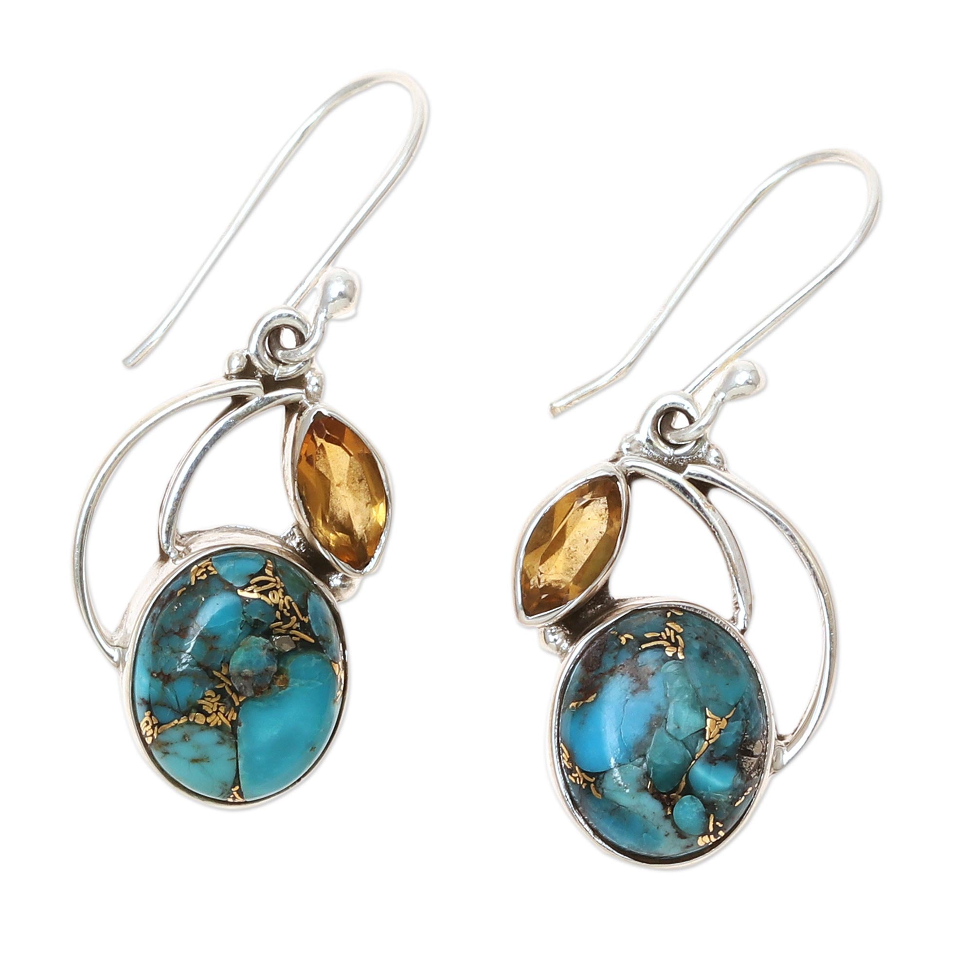 Premium Modern Mystique Earrings - Handcrafted Sterling Silver & Citrine