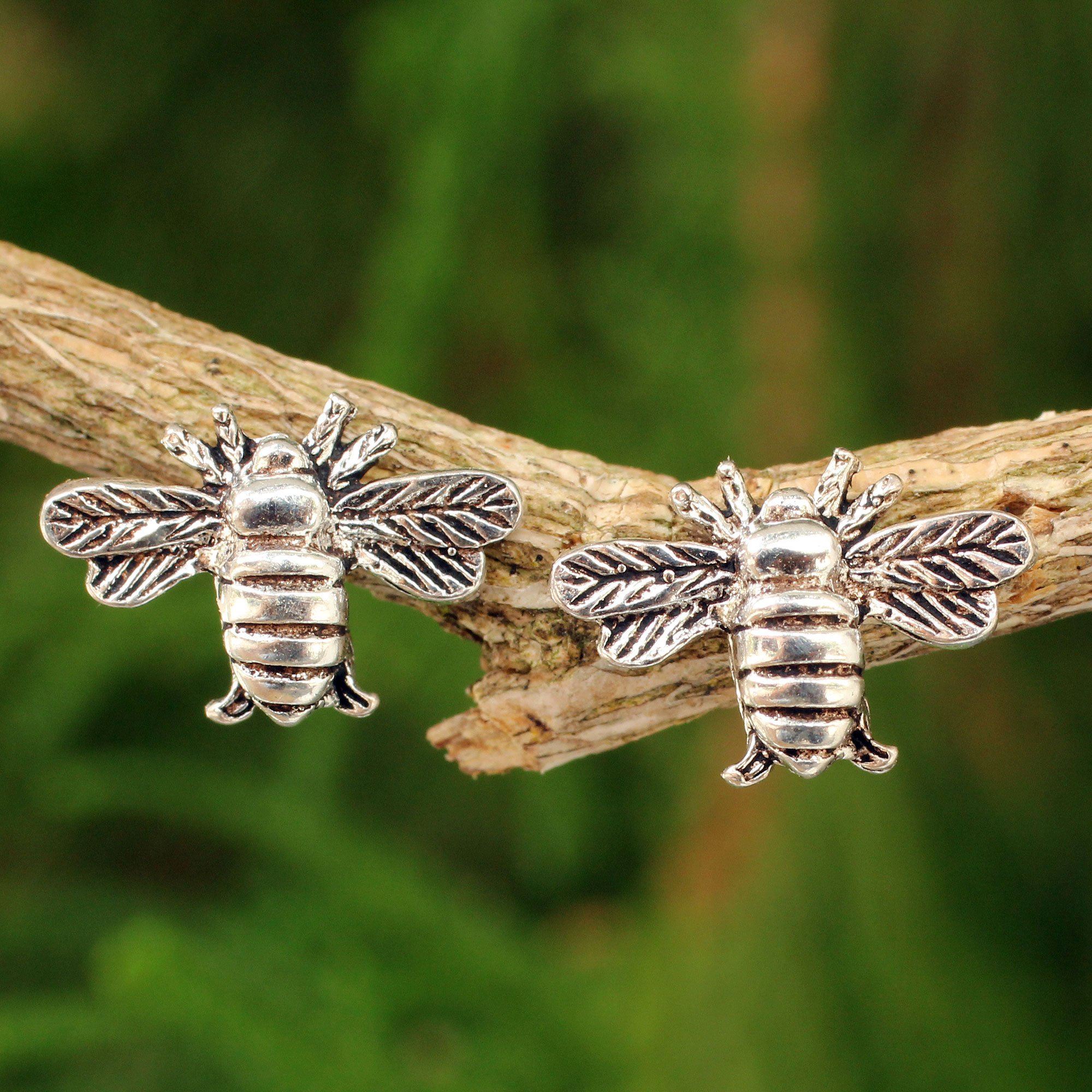 Premium Handmade Sterling Silver Honeybee Stud Earrings