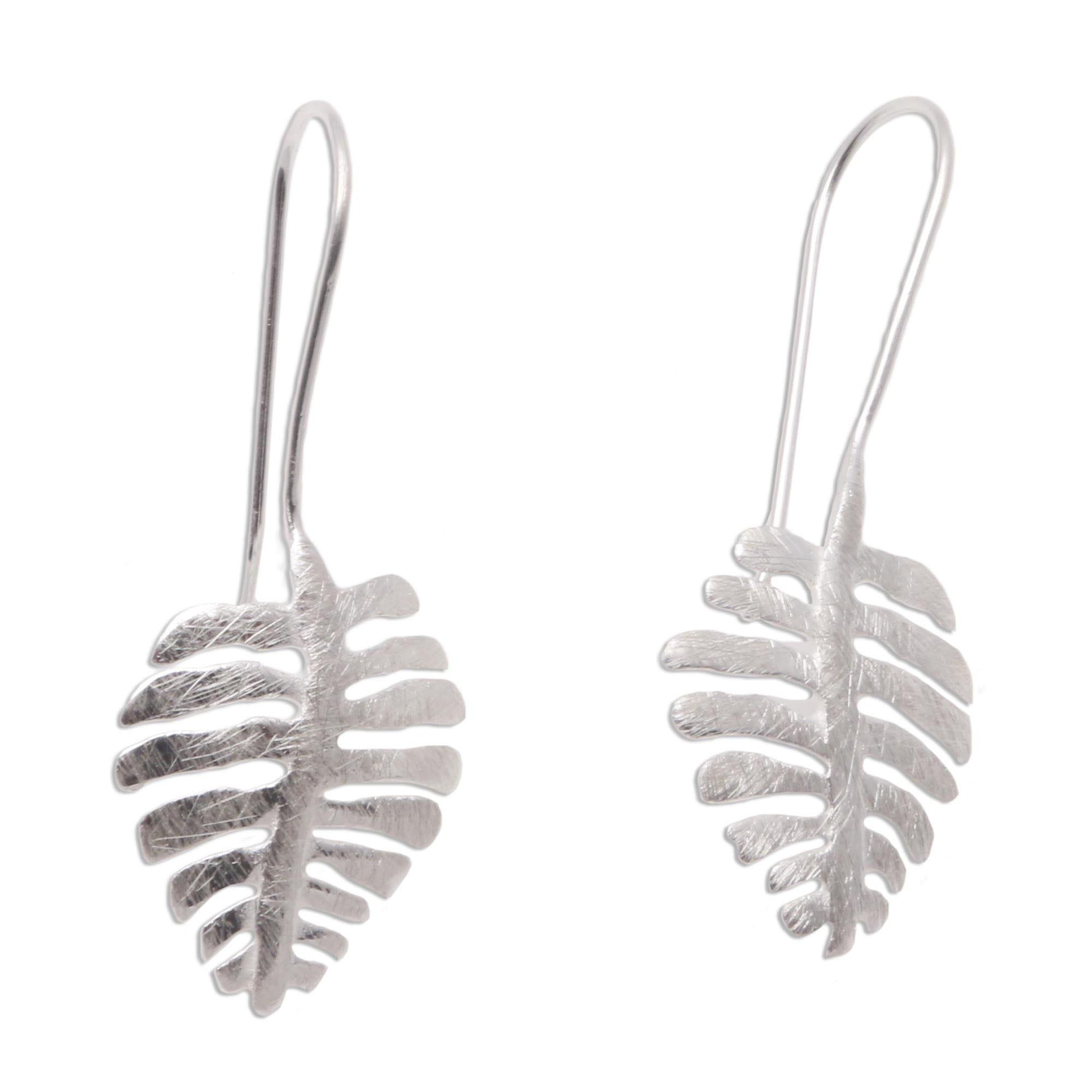 Premium Monstera Leaf Sterling Silver Drop Earrings - Handcrafted Elegance