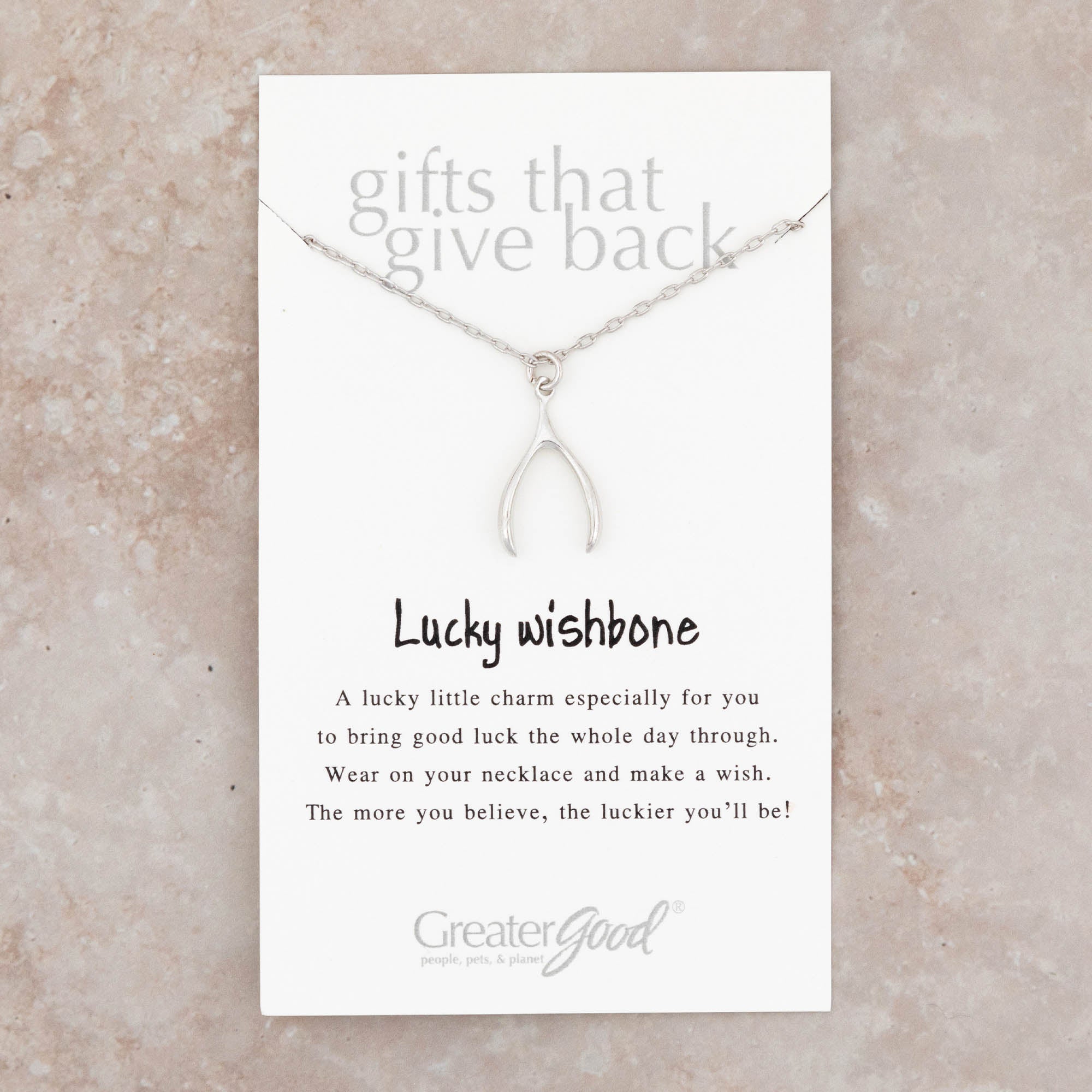 Premium Lucky Wishbone Pewter Necklace - Handmade Fair Trade Jewelry