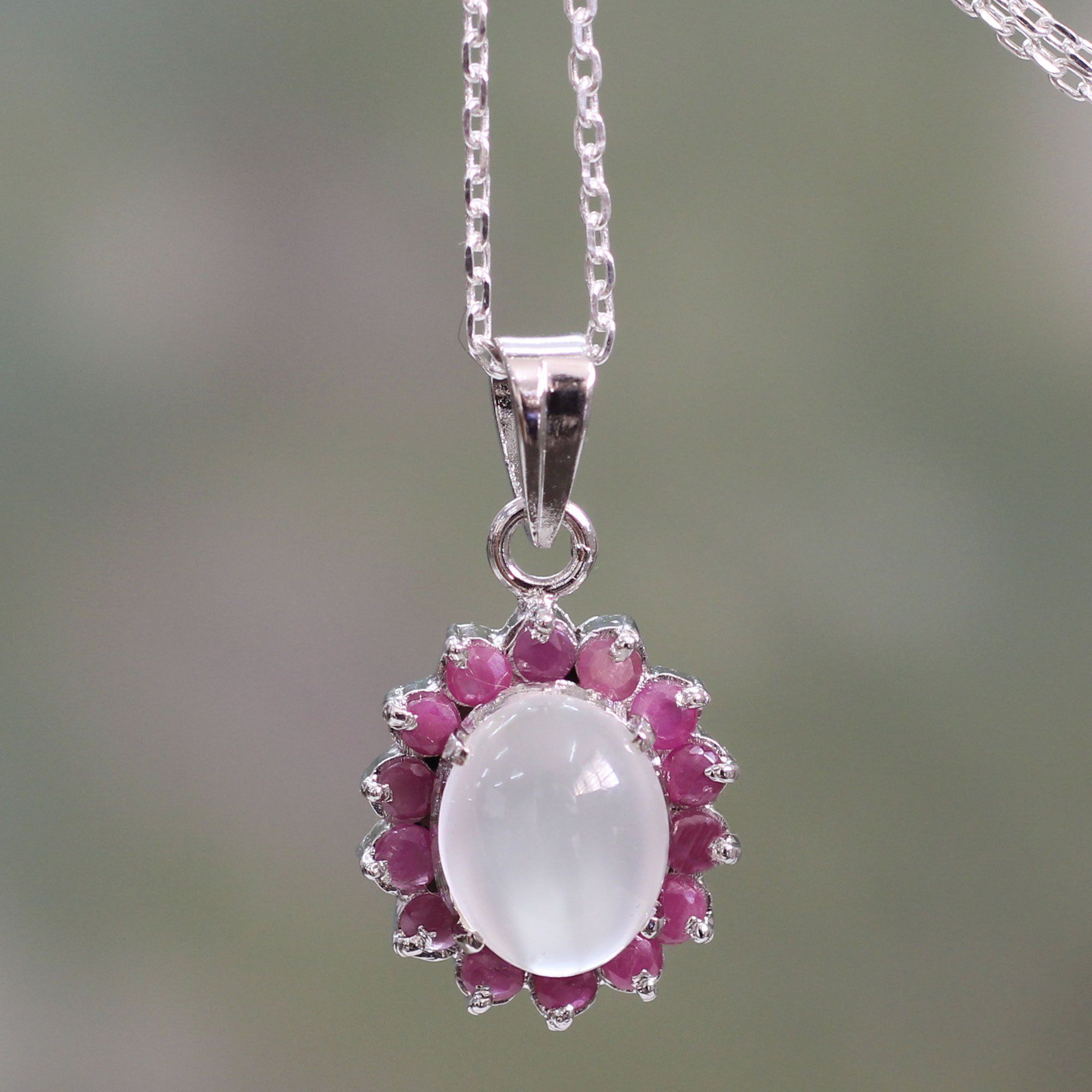 Premium Moonstone & Ruby Mystical Pendant Necklace