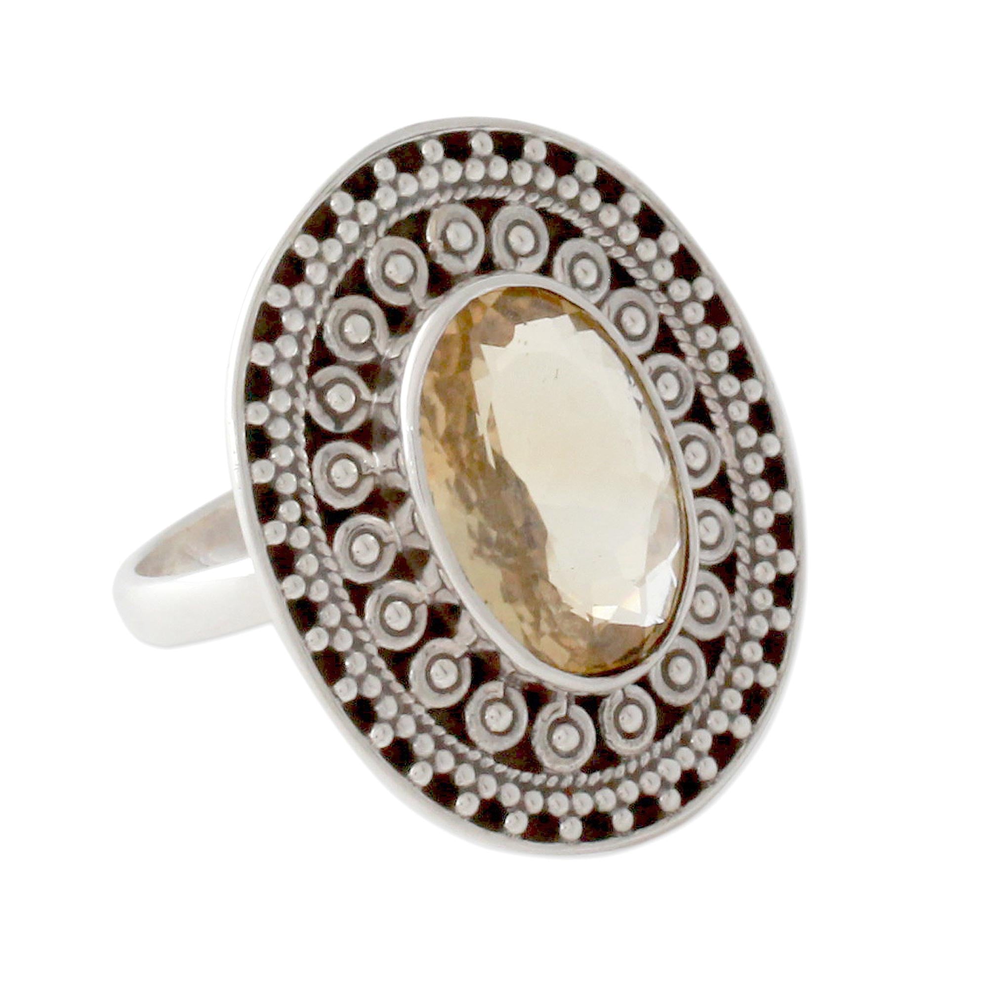 Premium Handcrafted Citrine Cocktail Ring by Neeru Goel