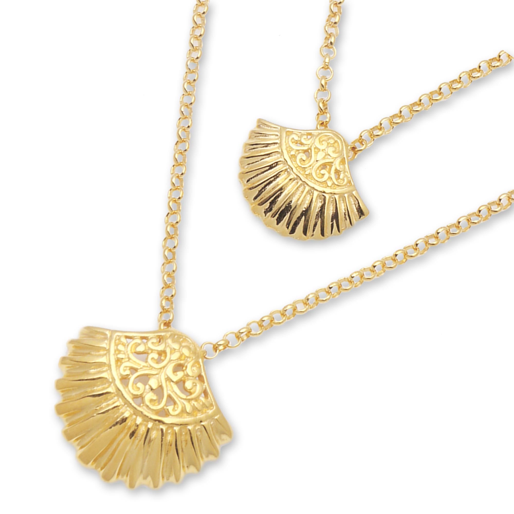 Premium 18K Gold Plated Sterling Silver Seashell Pendant Necklace