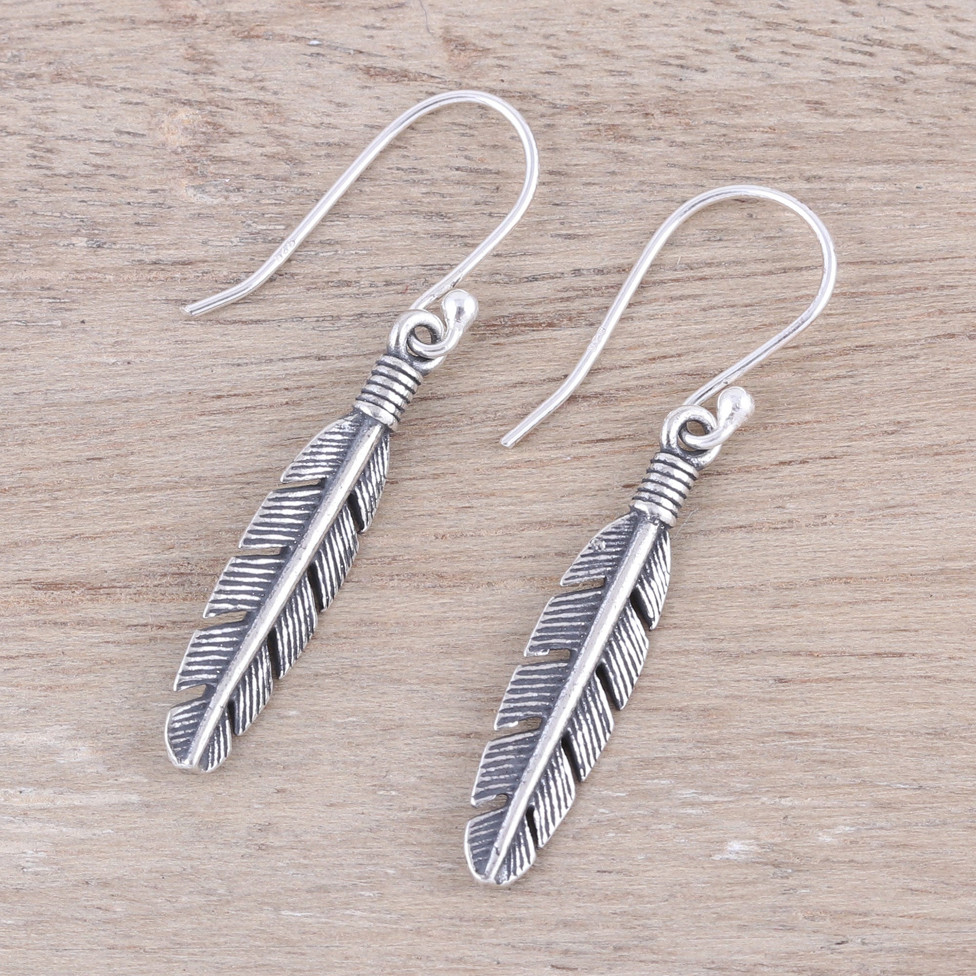 Premium Sterling Silver Feather Dangle Earrings - Handcrafted in India