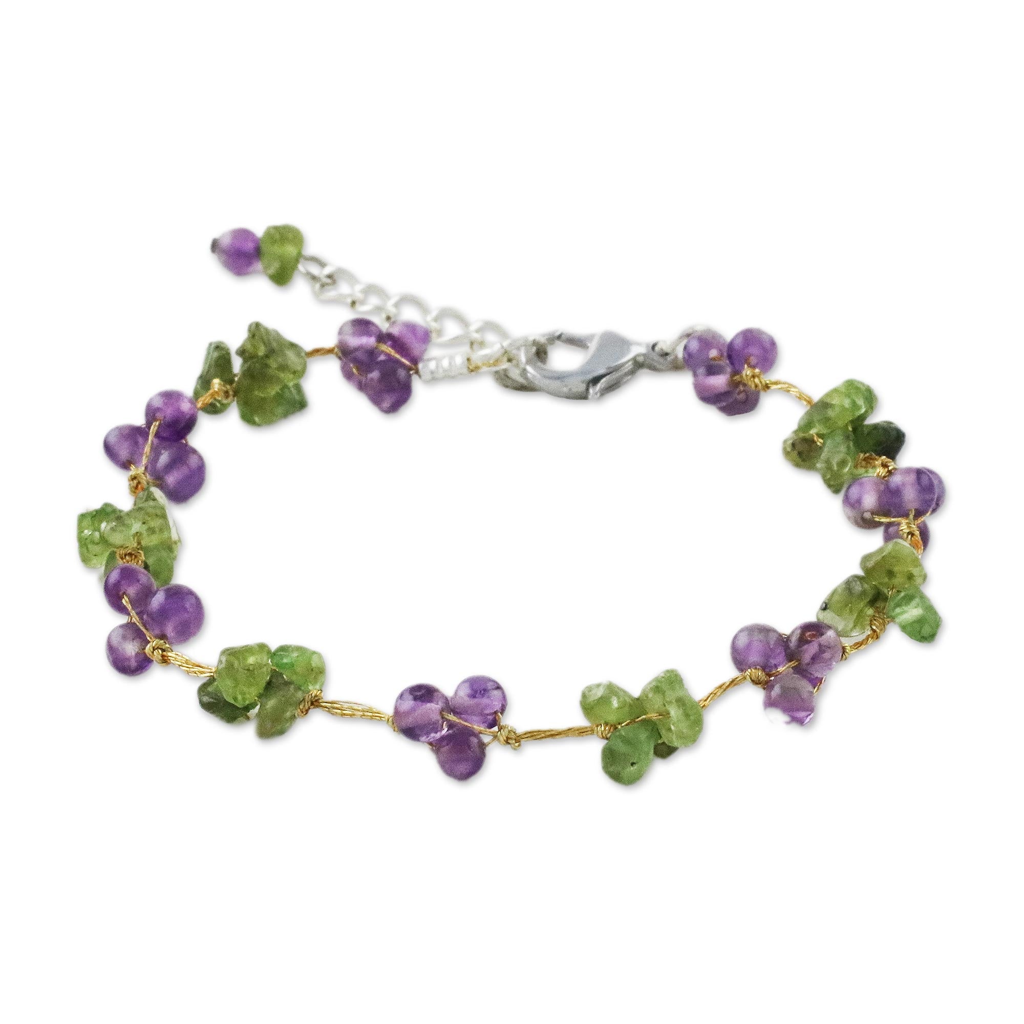 Premium Chiang Mai Muse Multi-Gem & Silver Bracelet - Handmade Elegance