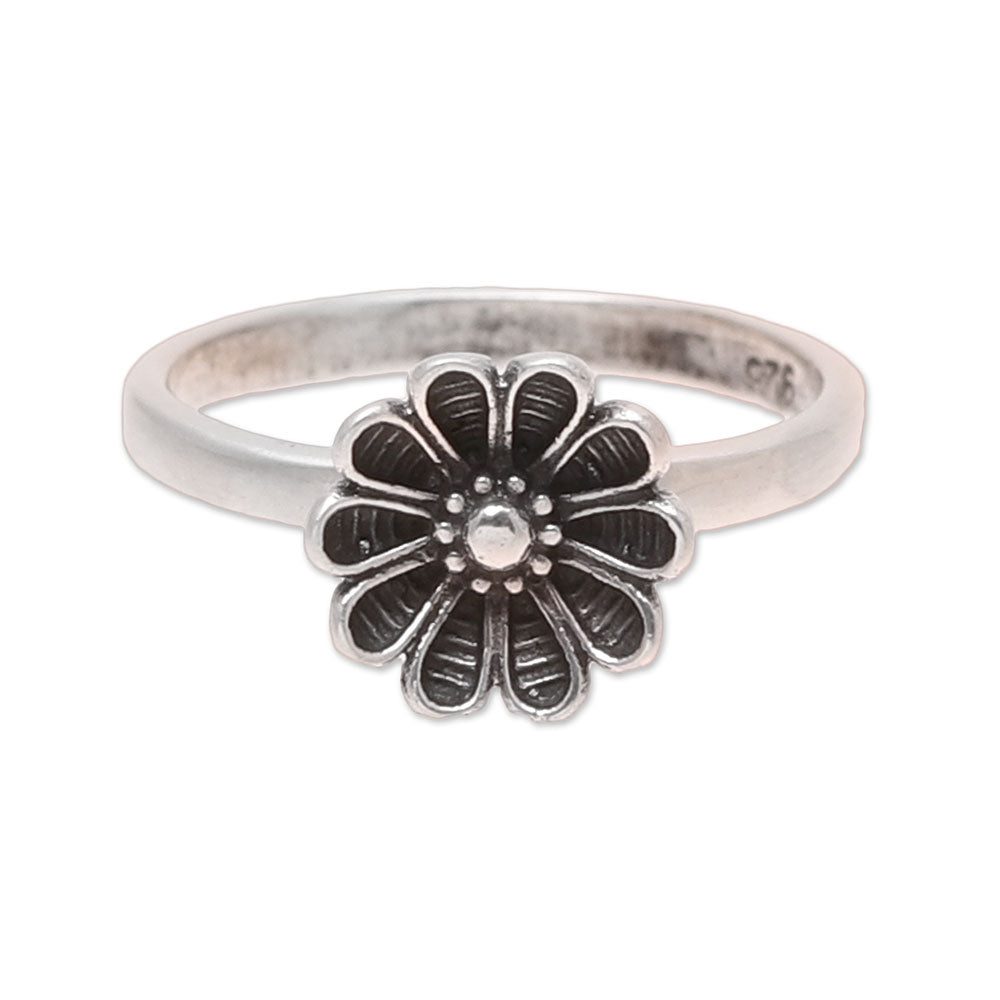 Premium Daisy Flower Sterling Silver Cocktail Ring – Handcrafted in India