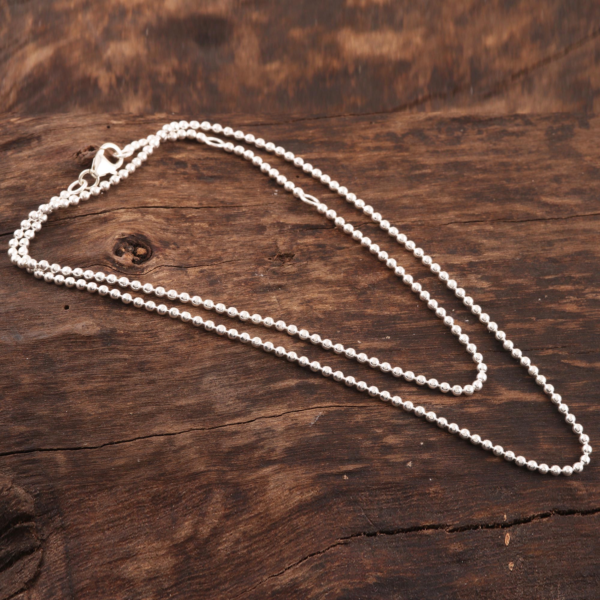 Premium Sterling Silver Ball Chain Necklace - Elegant Minimalist Design