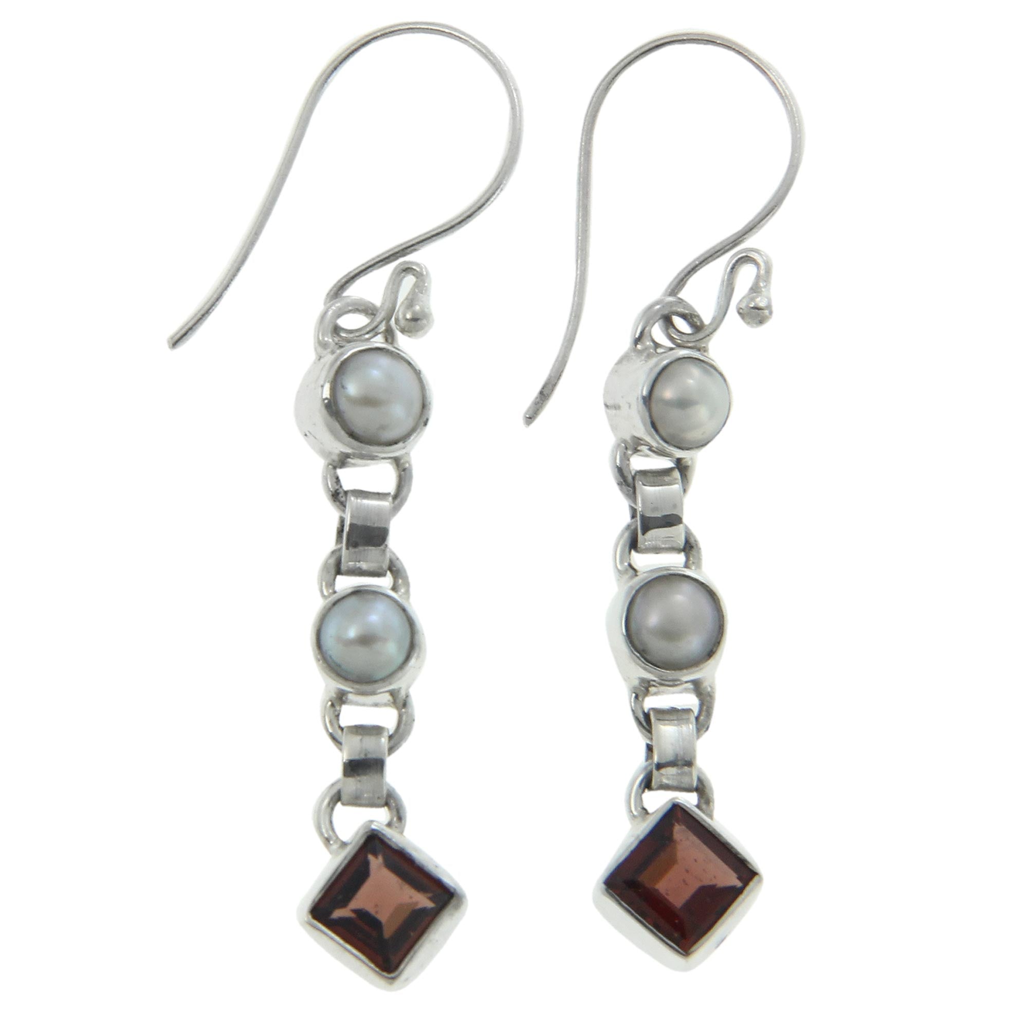 Premium Cultured Pearl & Garnet Dangle Earrings - Ultimate Elegance