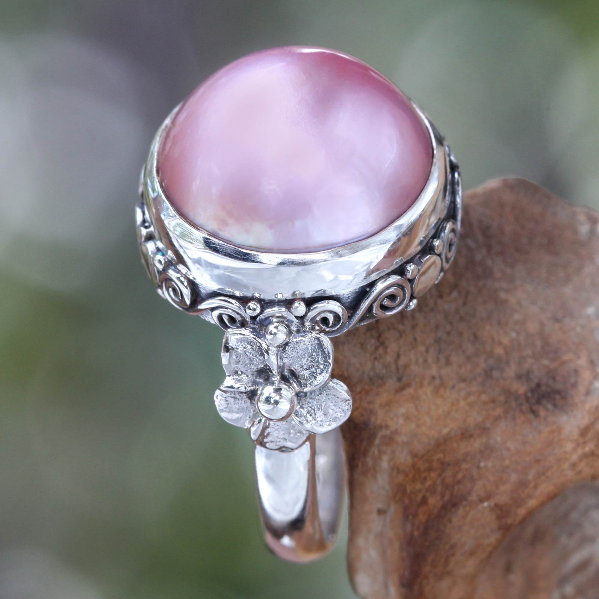 Premium Handcrafted Pearl & Sterling Silver Flower Ring - Ultimate Elegance