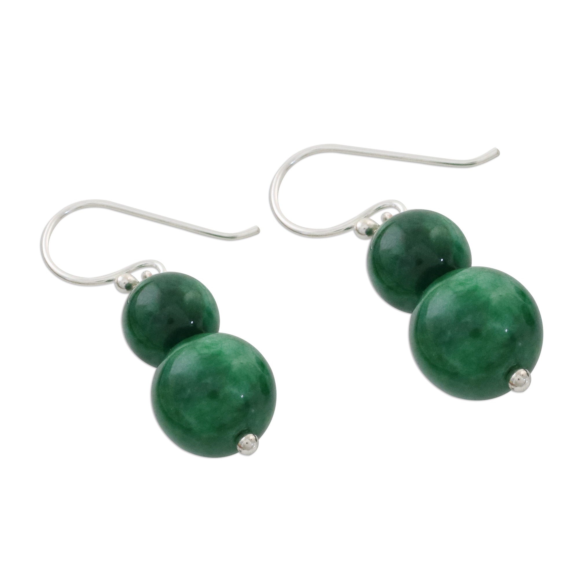 Premium Jungle Spheres Green Quartz Dangle Earrings - Handcrafted in Thailand