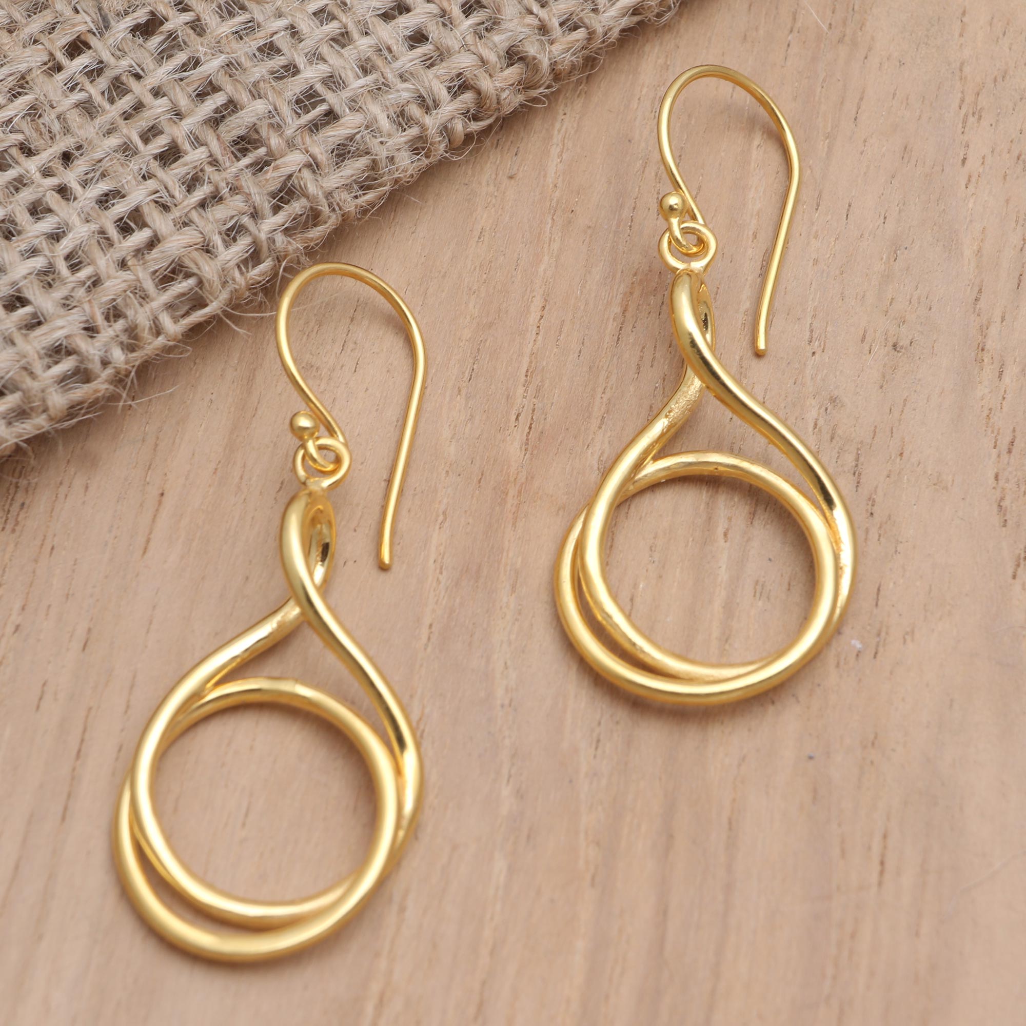 Premium Life Path Handmade Gold-Plated Brass Dangle Earrings - Ultimate Elegance