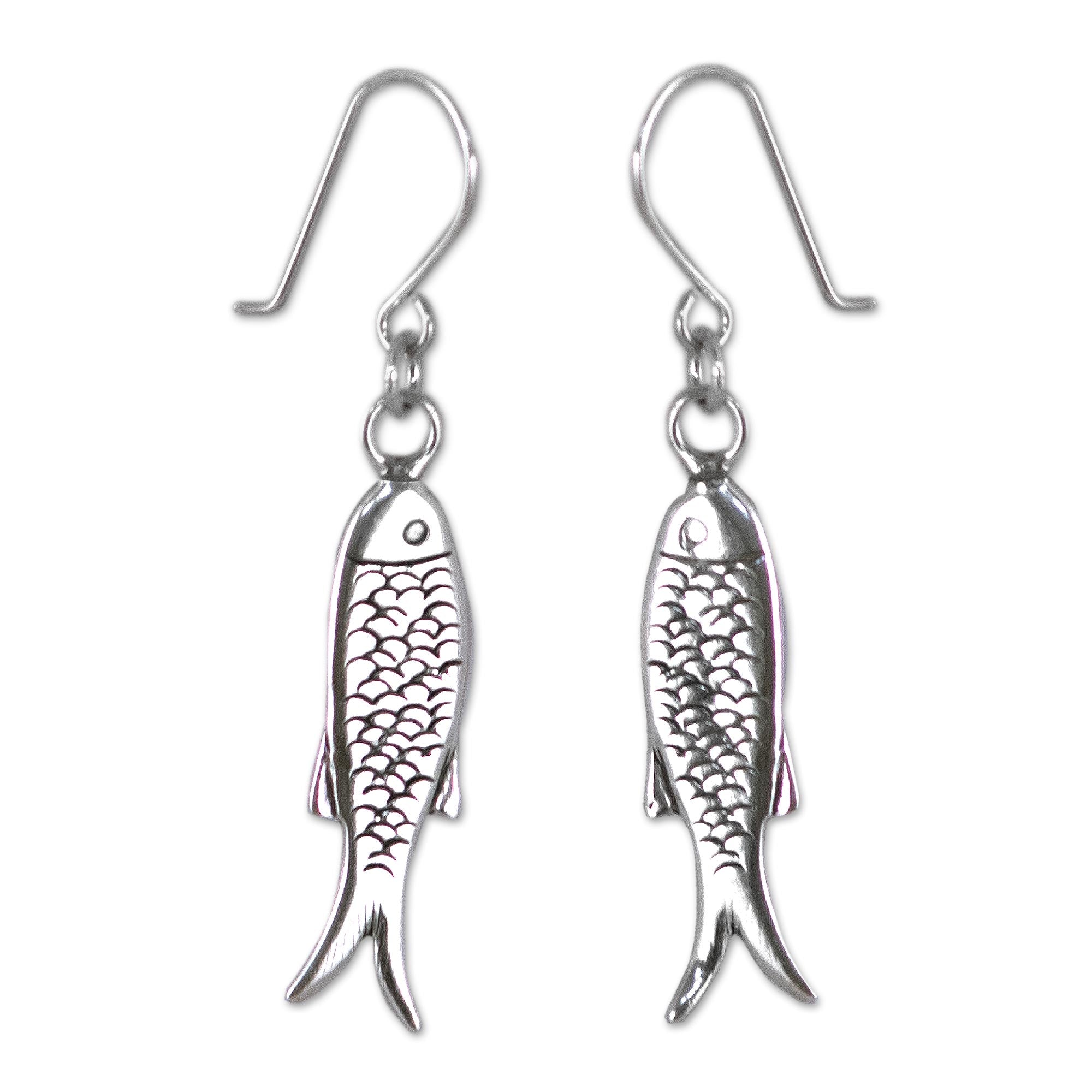 Premium Fish Wisdom Fair Trade Mexican Sterling Silver Sea Life Earrings