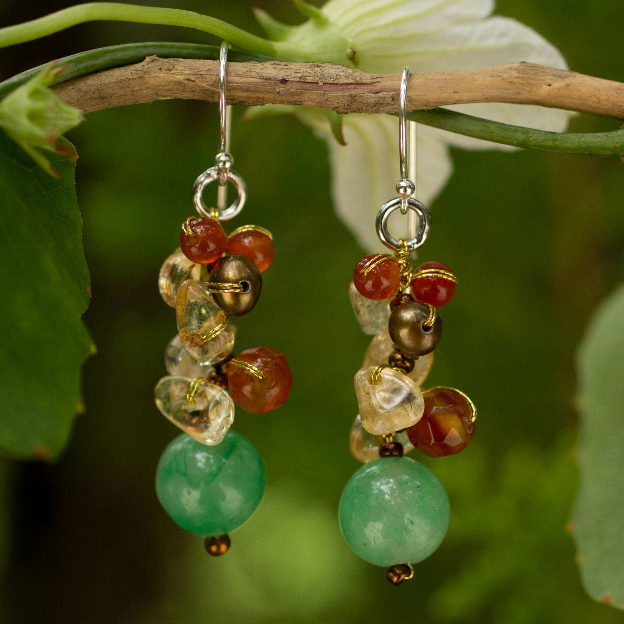 Premium Lemon Lime Gemstone Beaded Earrings - Handmade Elegance