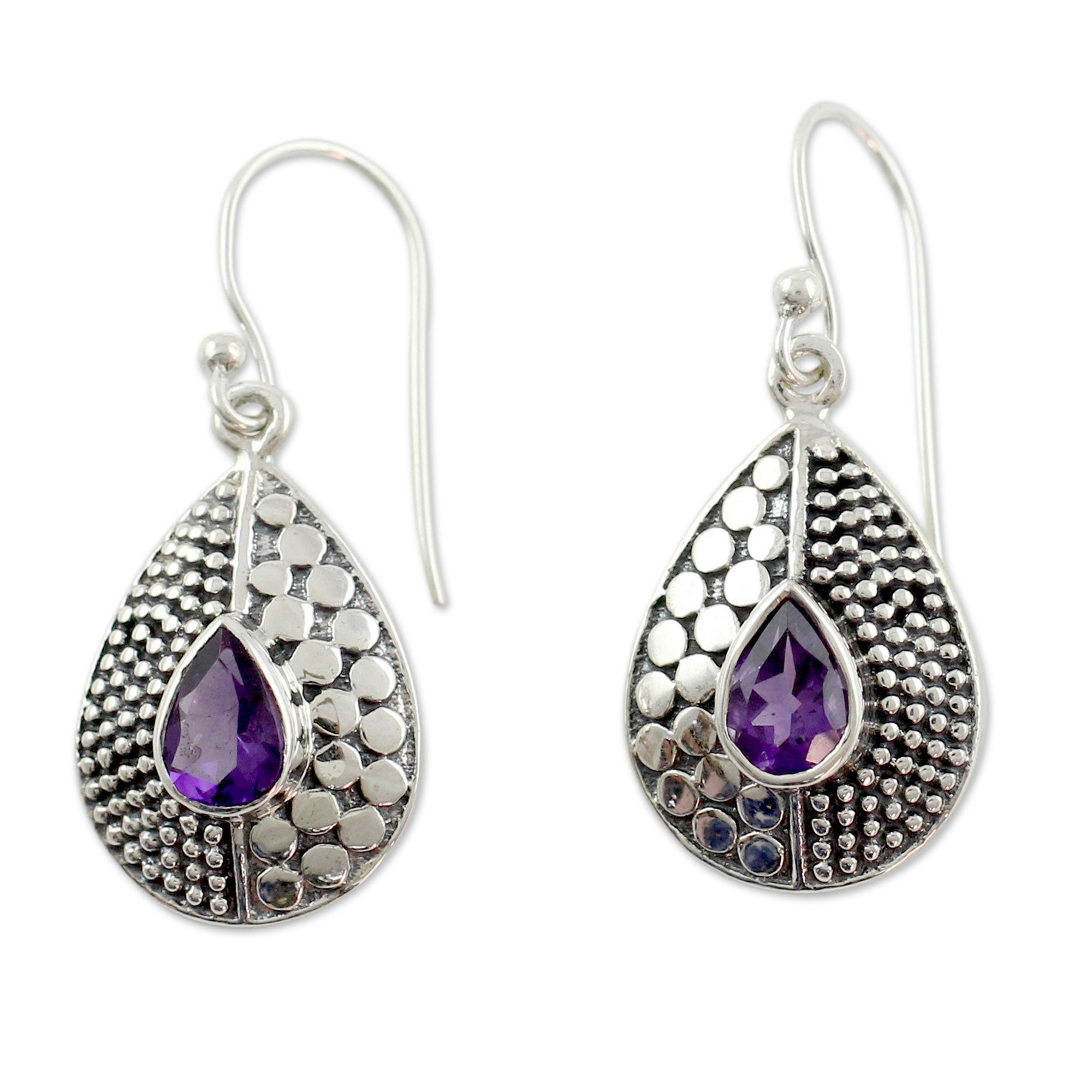 Premium Purple Fusion Amethyst Earrings - Sterling Silver Elegance