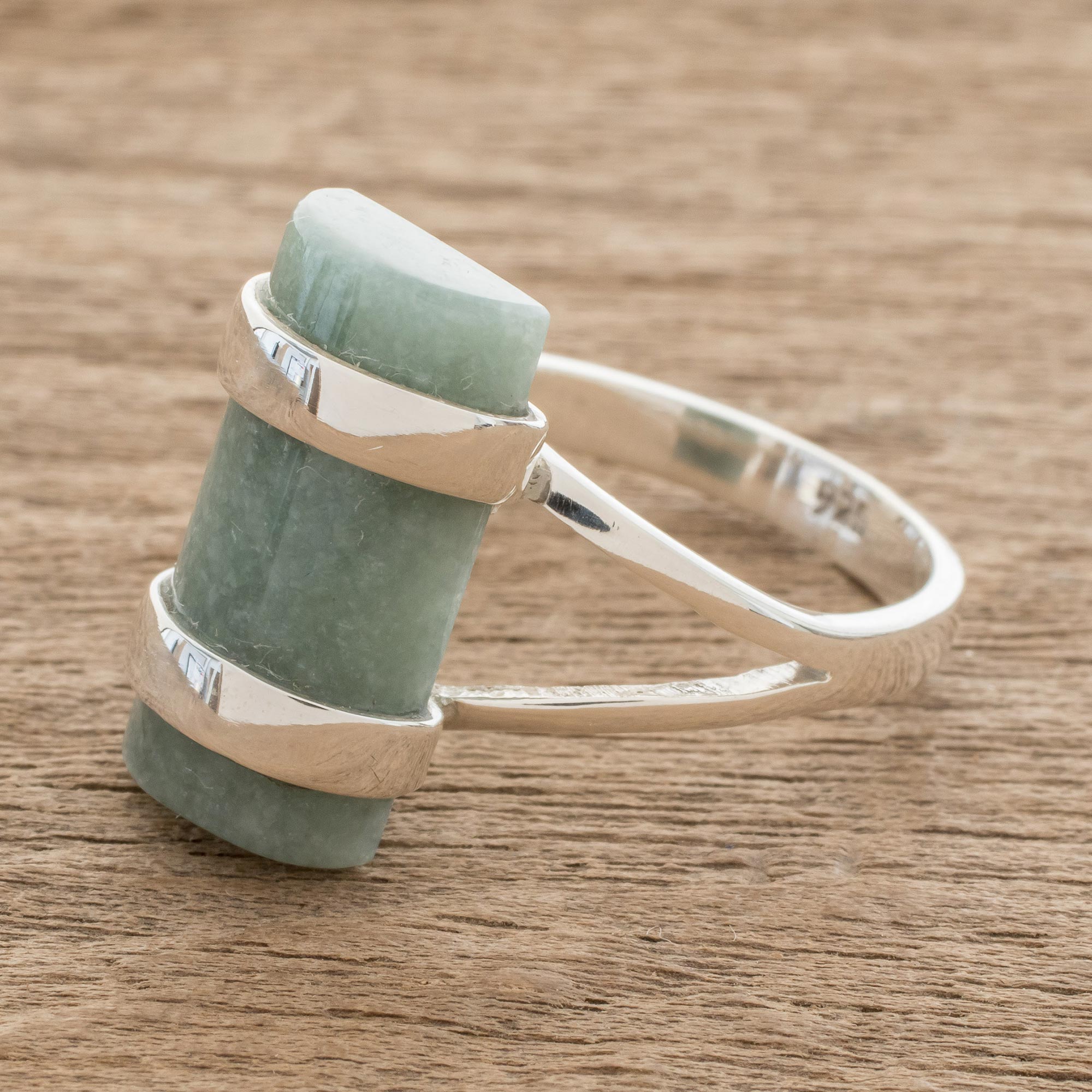 Premium Apple Green Jade Cocktail Ring - Handcrafted in Guatemala