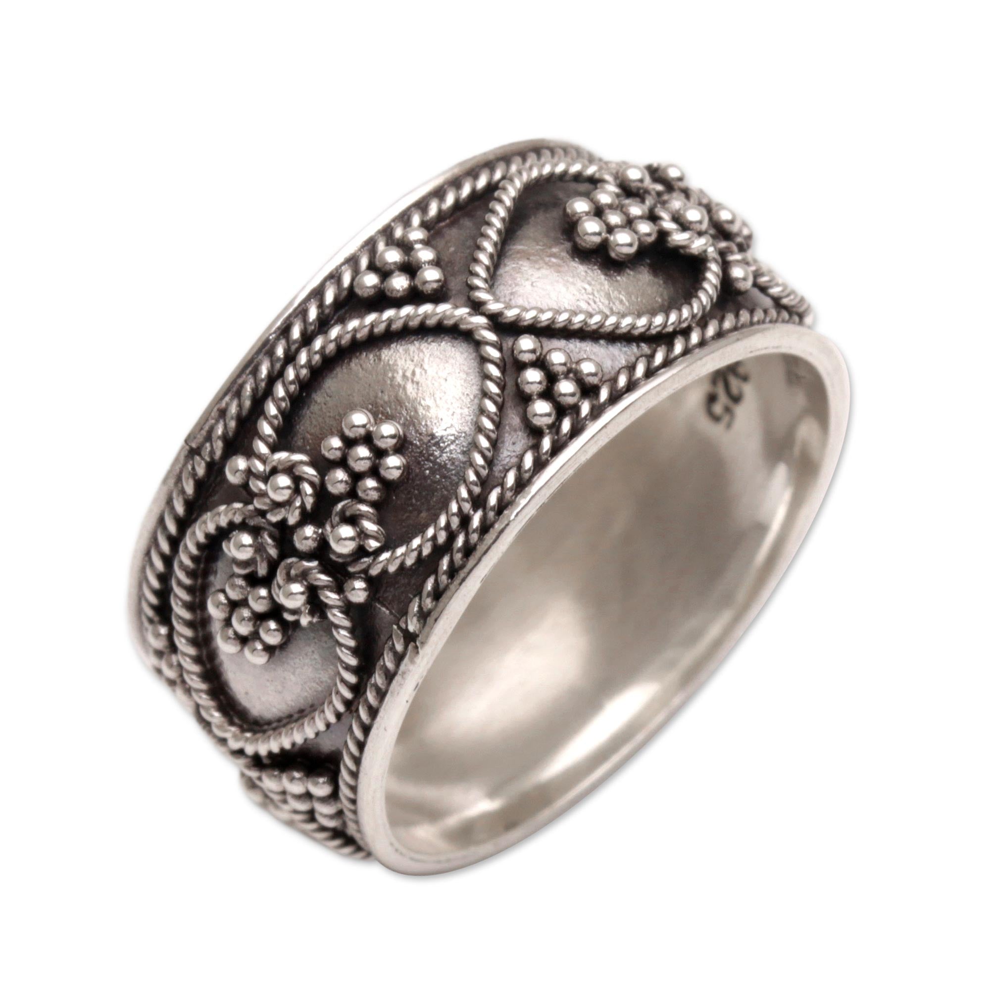 Premium Handmade Sterling Silver Love Band Ring - Balinese Artisan Crafted