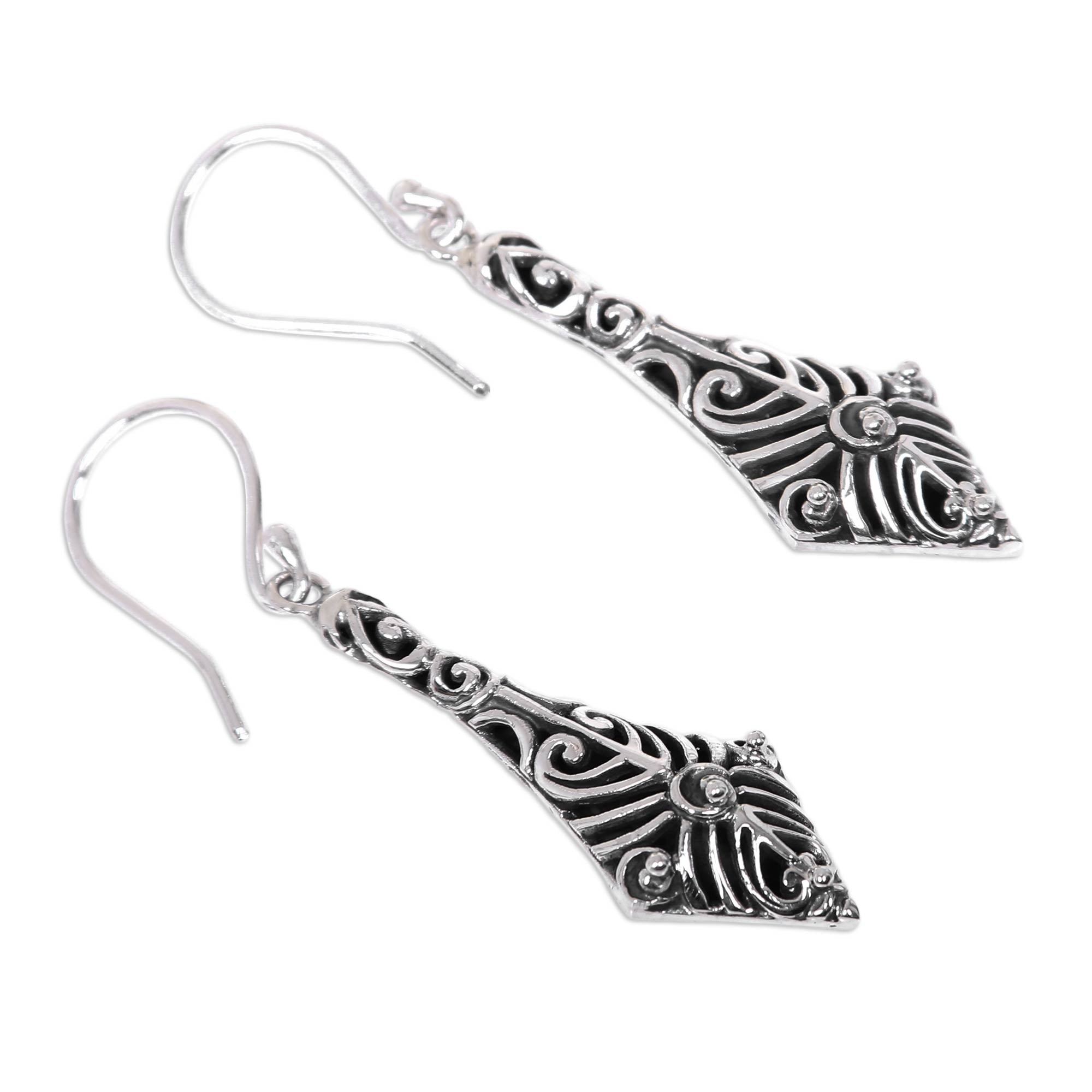 Premium Balinese Kite-Inspired Sterling Silver Dangle Earrings