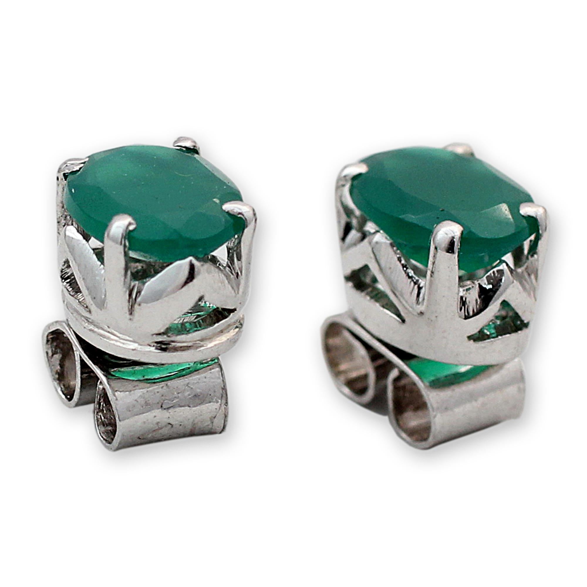 Premium India Green Onyx Sterling Silver Earrings