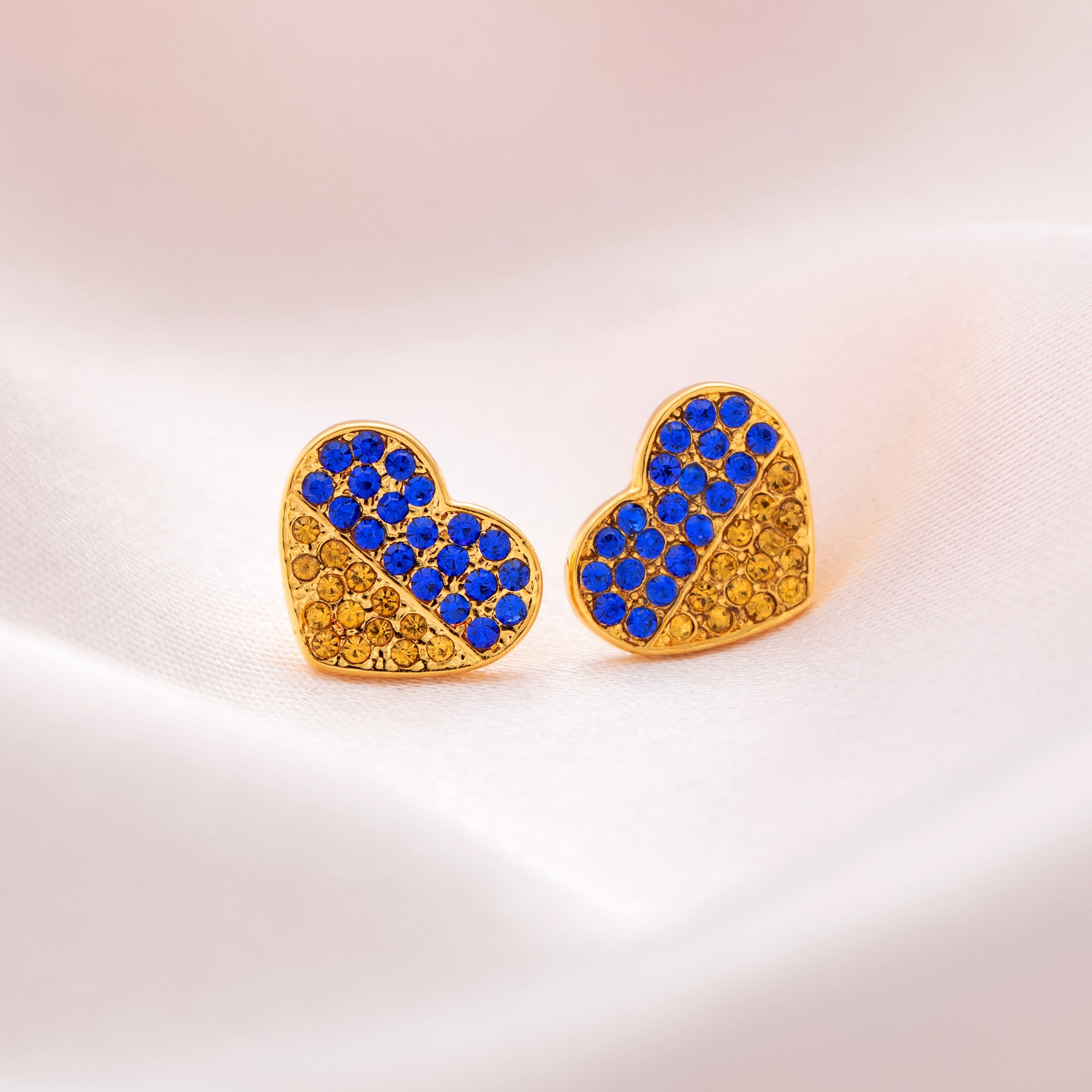 Premium Ukraine Support Gold Plated Heart Earrings