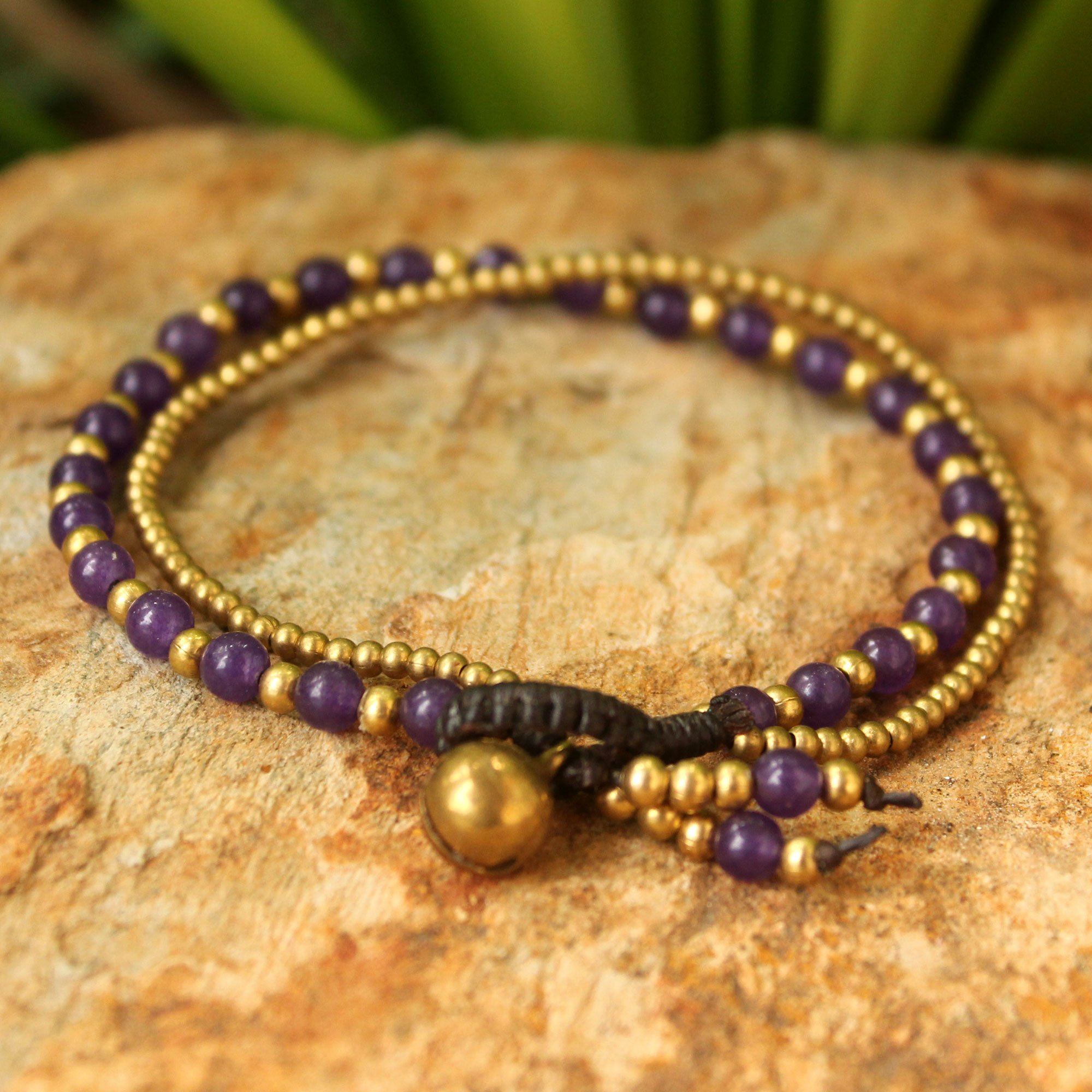 Premium Amethyst & Brass Handcrafted Bracelet