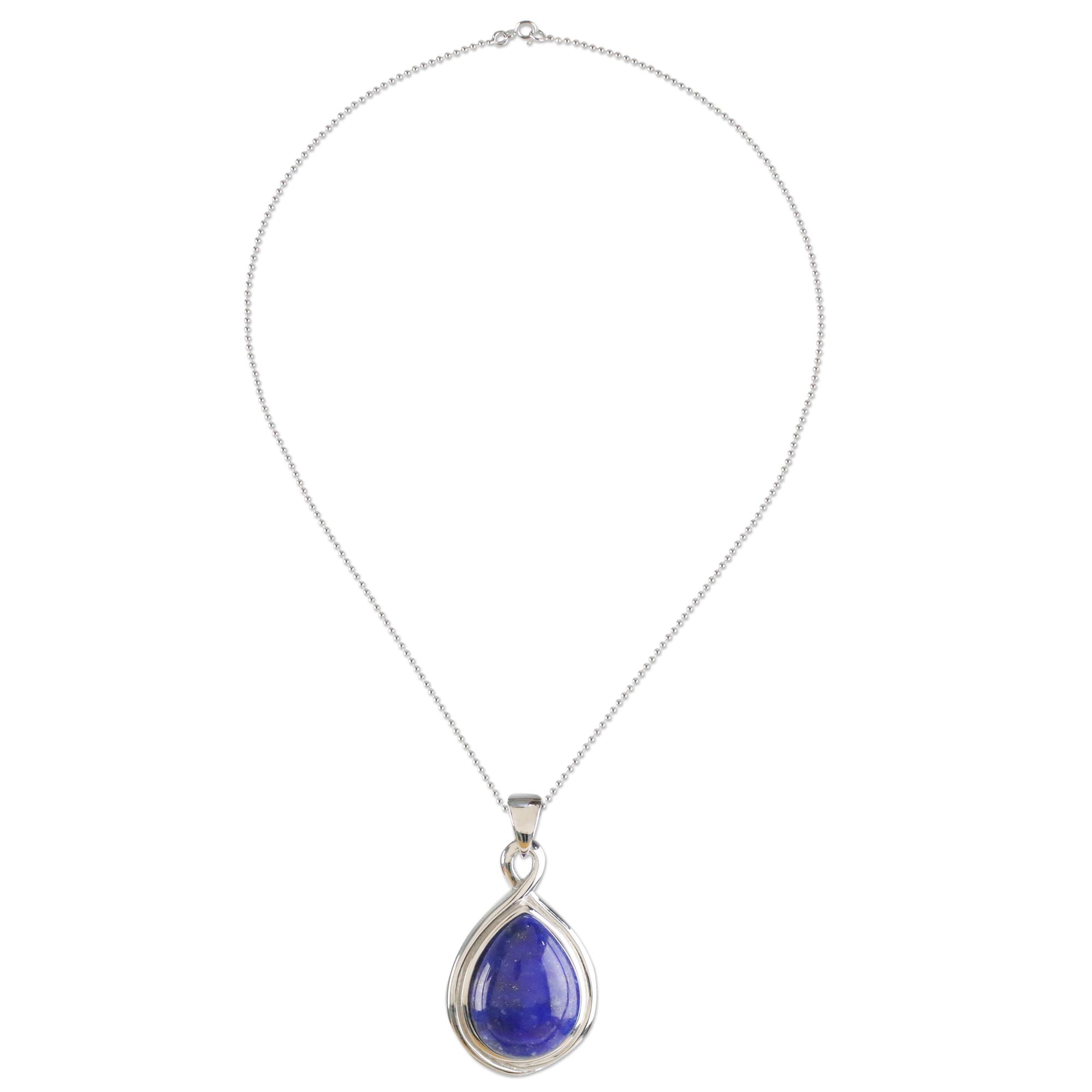 Premium Lapis Lazuli Pendant Necklace - Elegant Twist Design by Michael Krainer