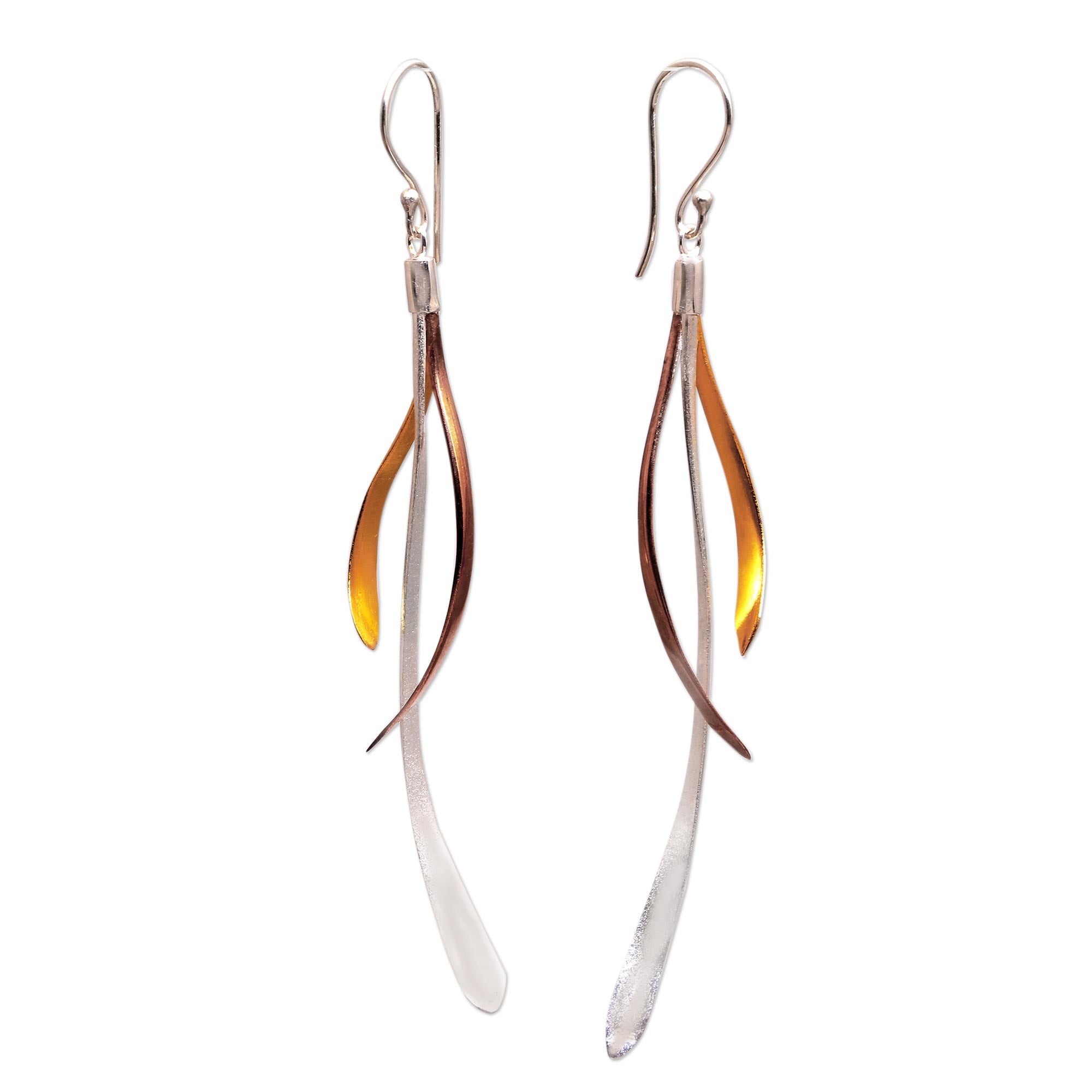 Premium Jimbaran Tendrils Gold & Rose Gold Sterling Silver Earrings – Bali Inspired Elegance