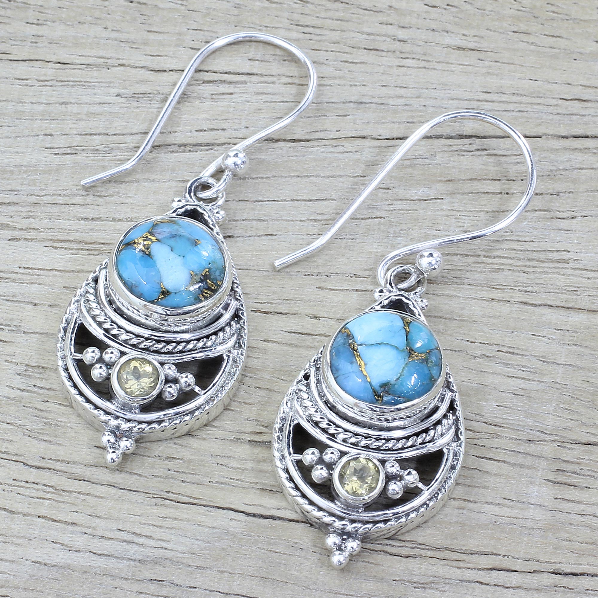 Premium Blue Adoration Turquoise Dangle Earrings - Handcrafted Elegance