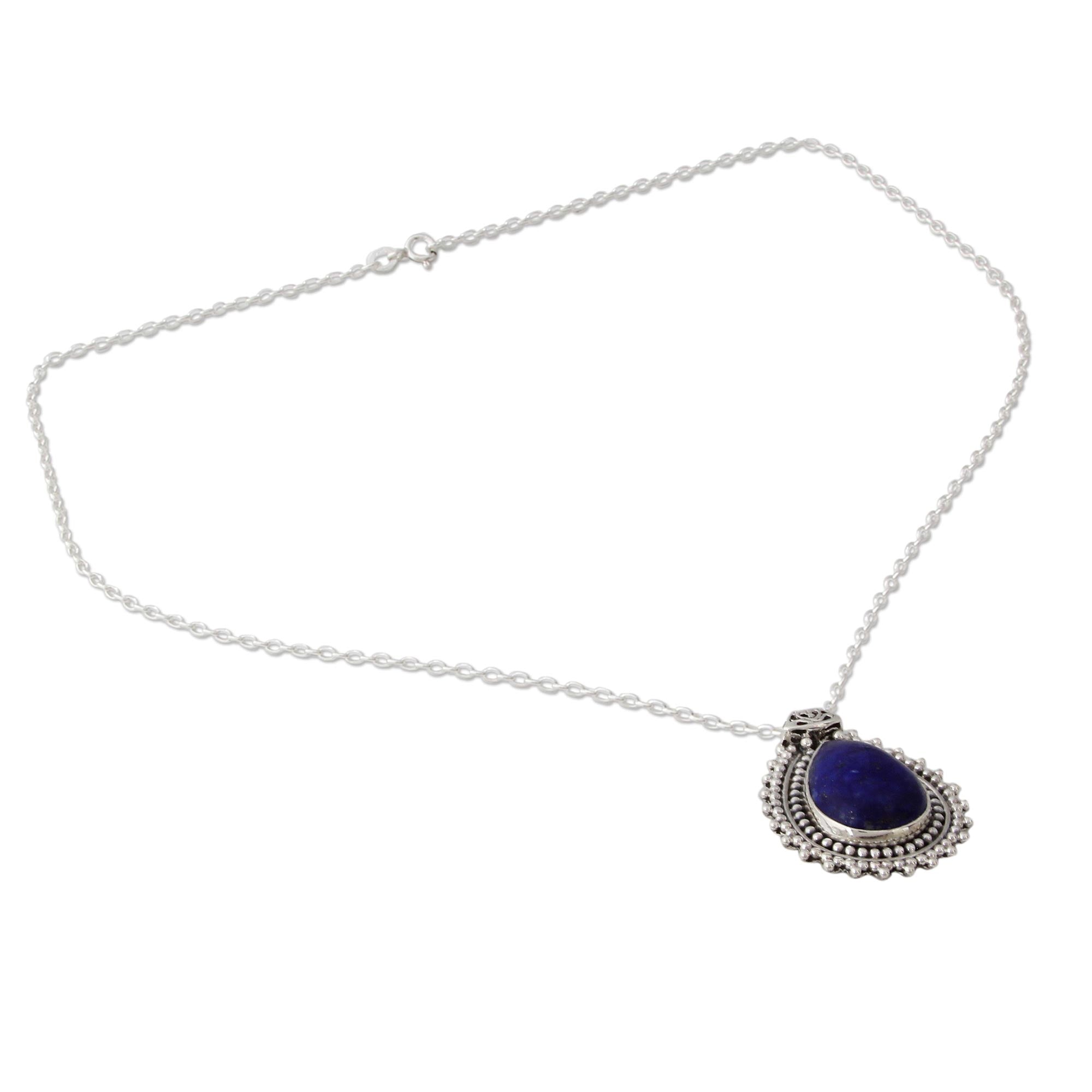 Premium Lapis Lazuli Silver Necklace – Handcrafted Indian Jewelry