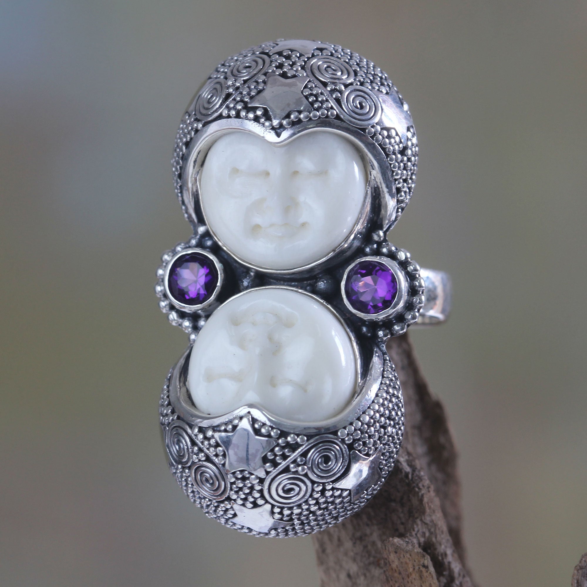 Premium Royal Romance Amethyst & Silver Cocktail Ring - Handcrafted Elegance