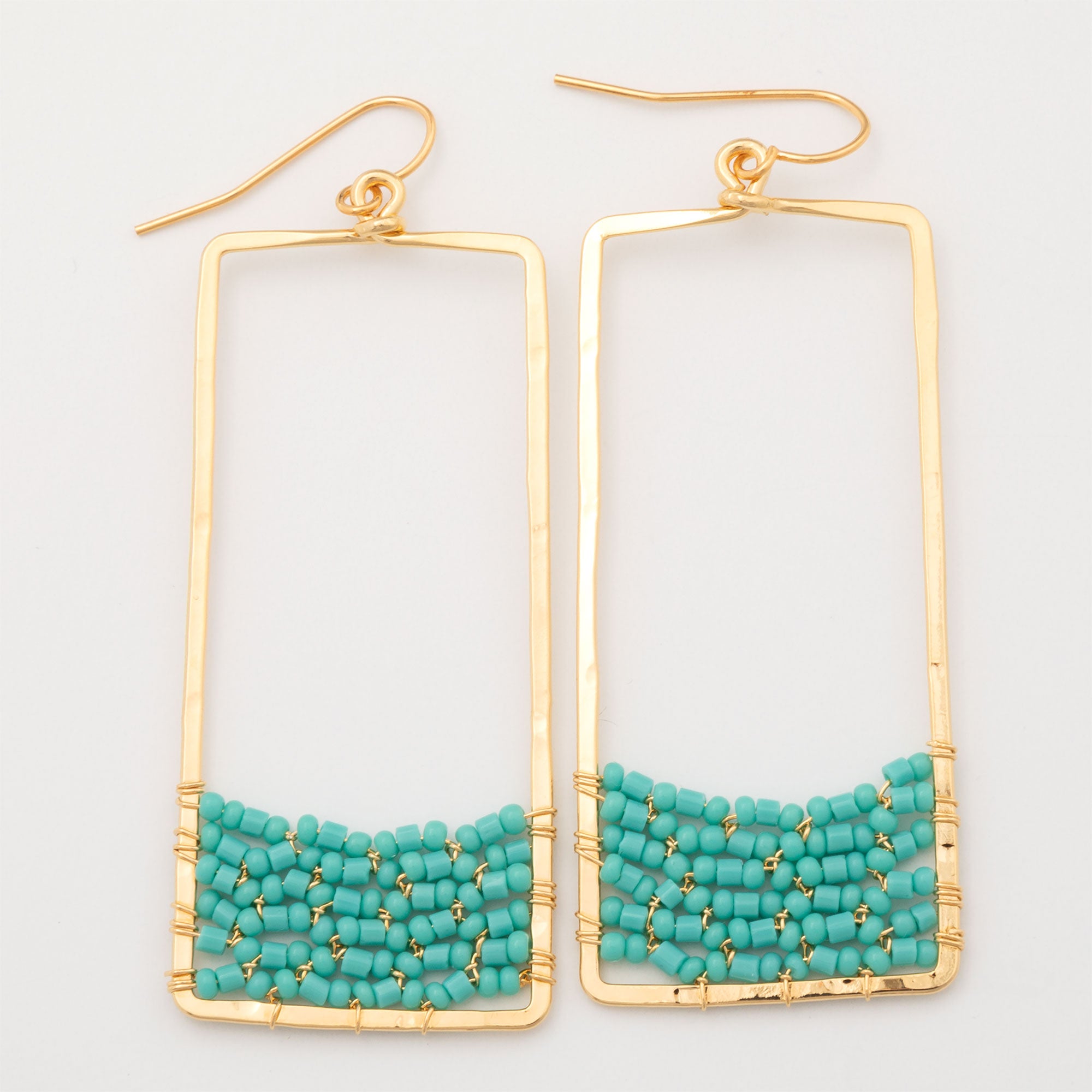 Premium Golden Rectangle & Crystal Drop Earrings