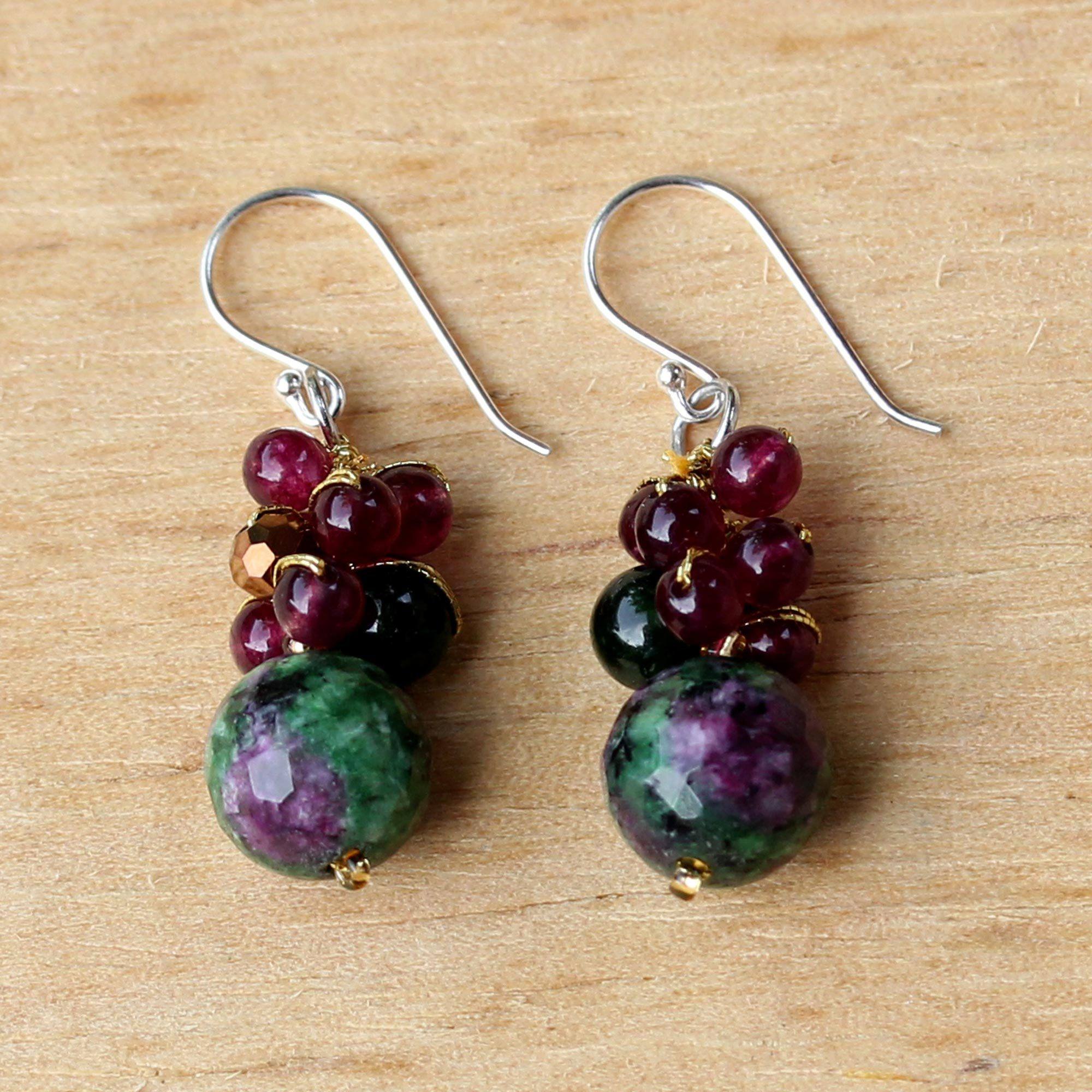 Premium Sweet Berries Multi-Gem Cluster Earrings - Handcrafted Elegance