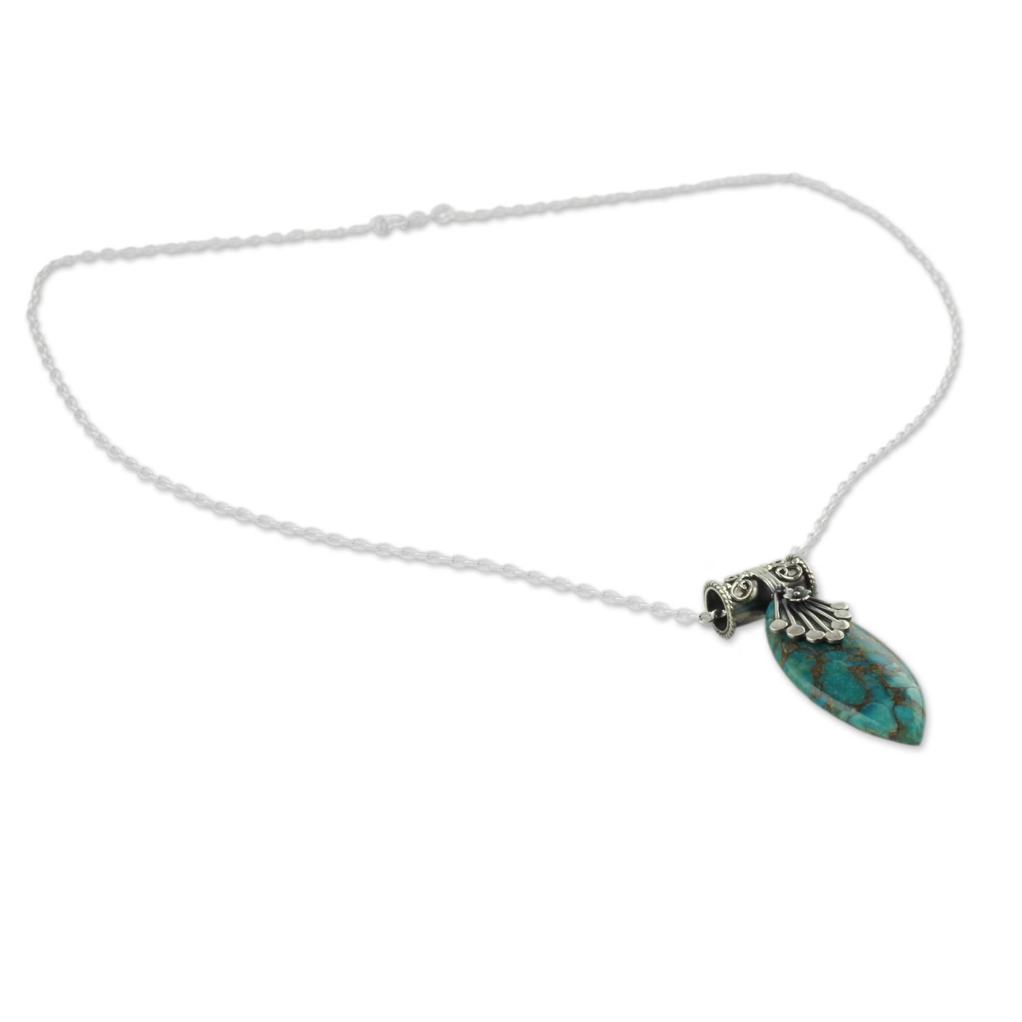 Premium Jaipur Legacy Sterling Silver Necklace with Turquoise Gemstone