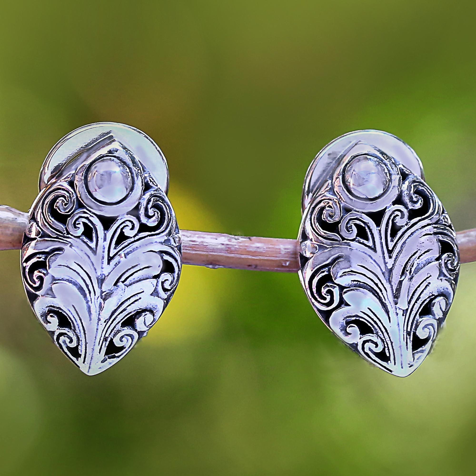 Premium Sterling Silver Bali Leaf Drop Earrings – Handcrafted Elegance