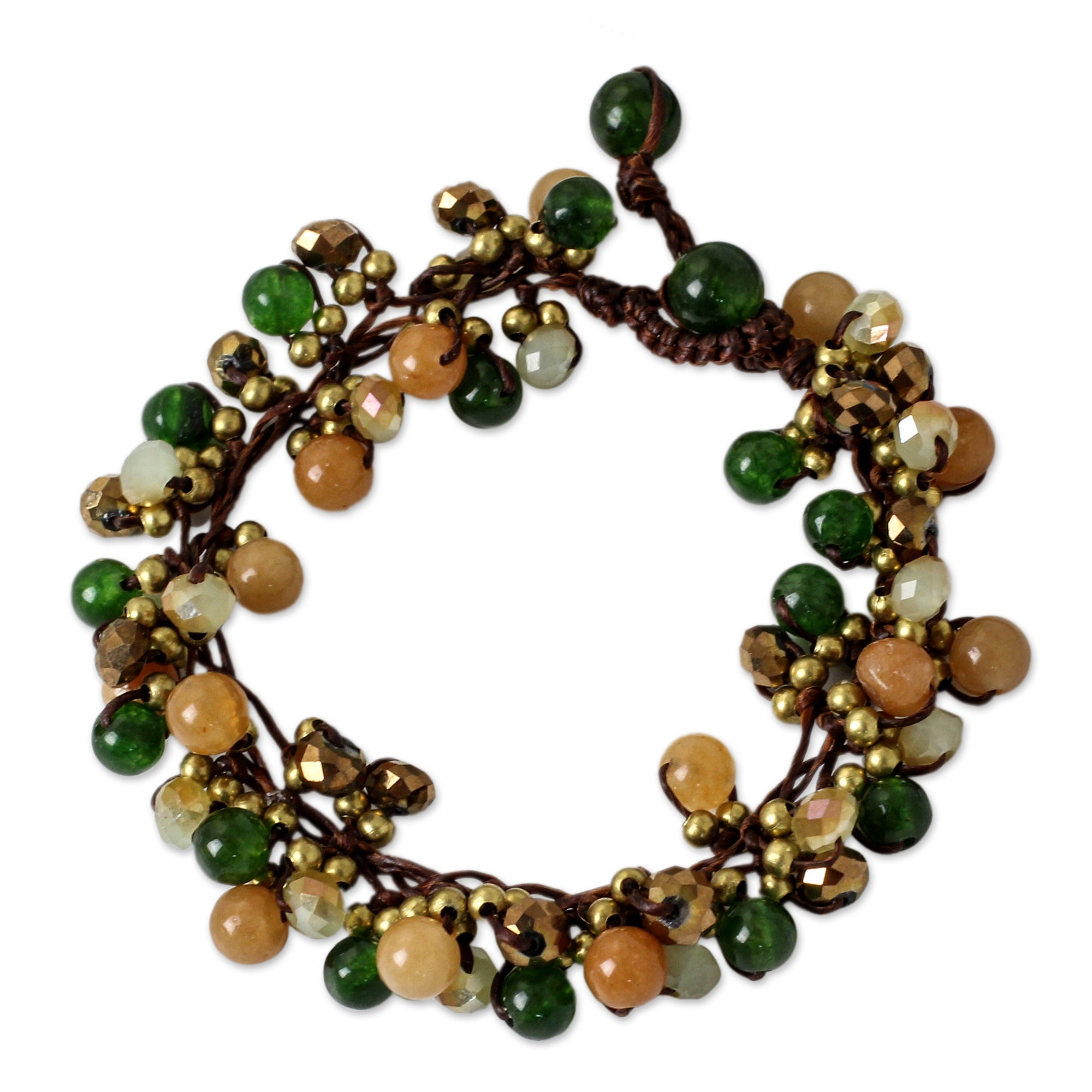 Premium Tropical Cattlelaya Artisan Beaded Bracelet - Green & Yellow Elegance