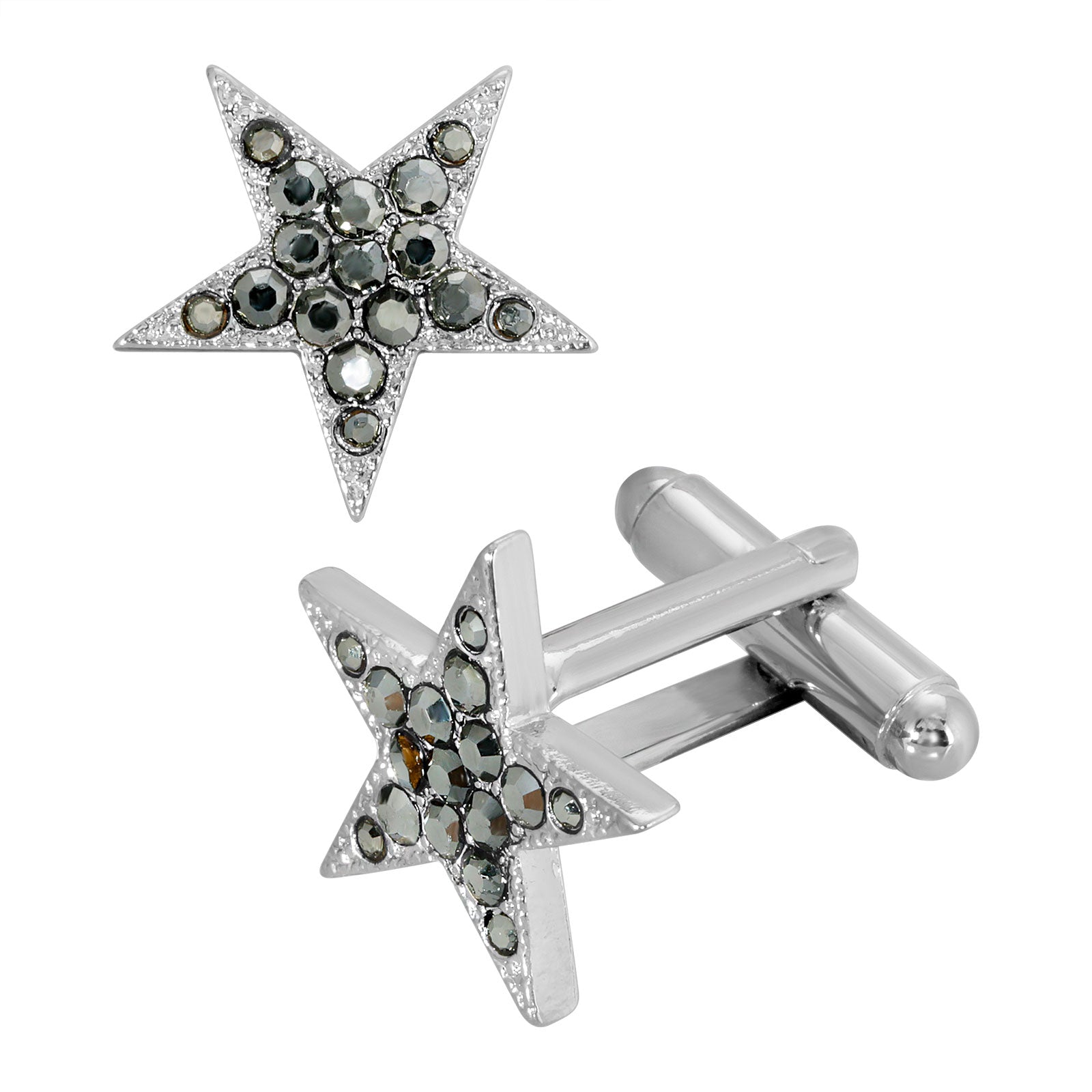 Premium 1928 Jewelry® Silver-Tone Hematite Crystal Star Cufflinks - Ultimate Style Upgrade