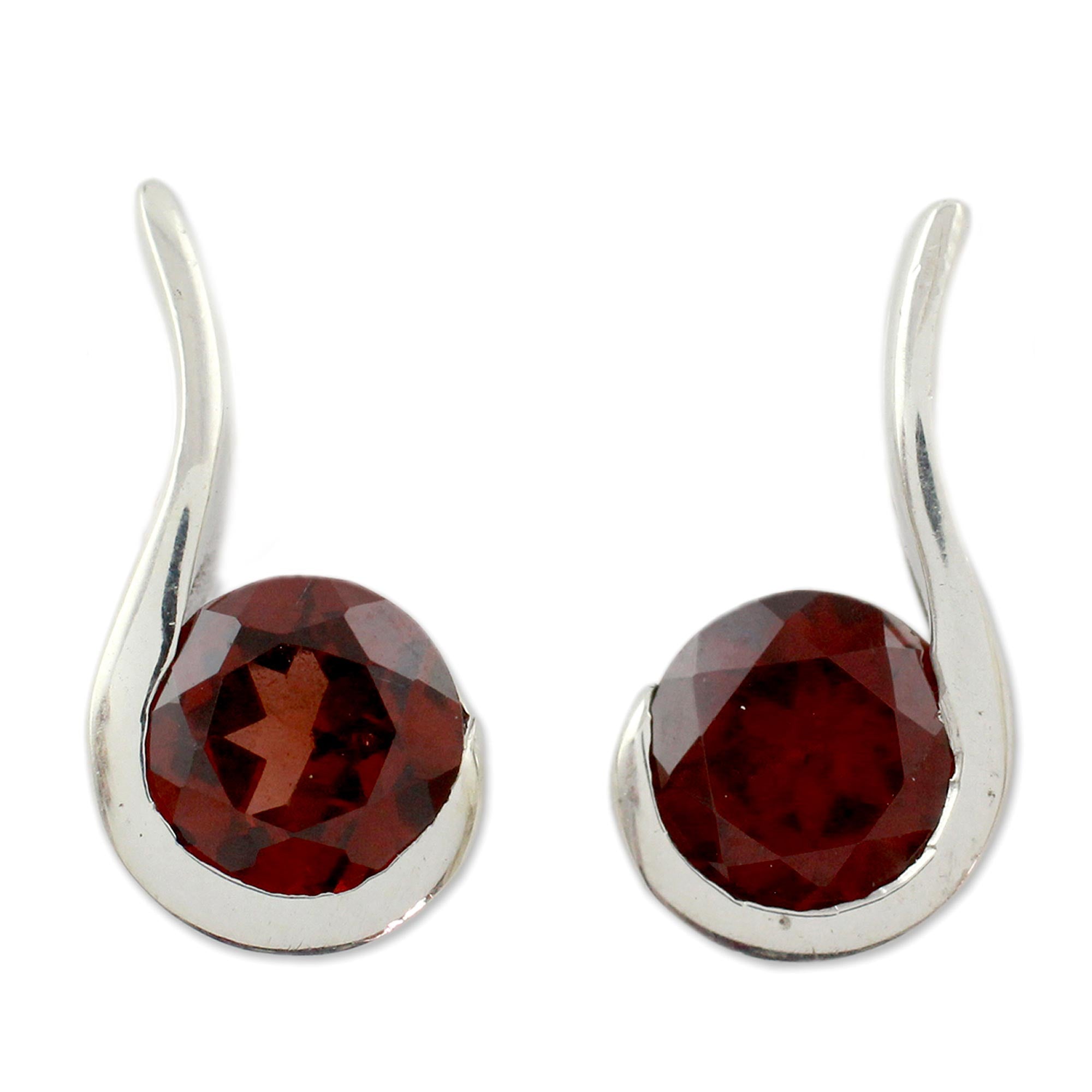 Premium Cherry Droplet Garnet Earrings in Sterling Silver – Handcrafted Elegance