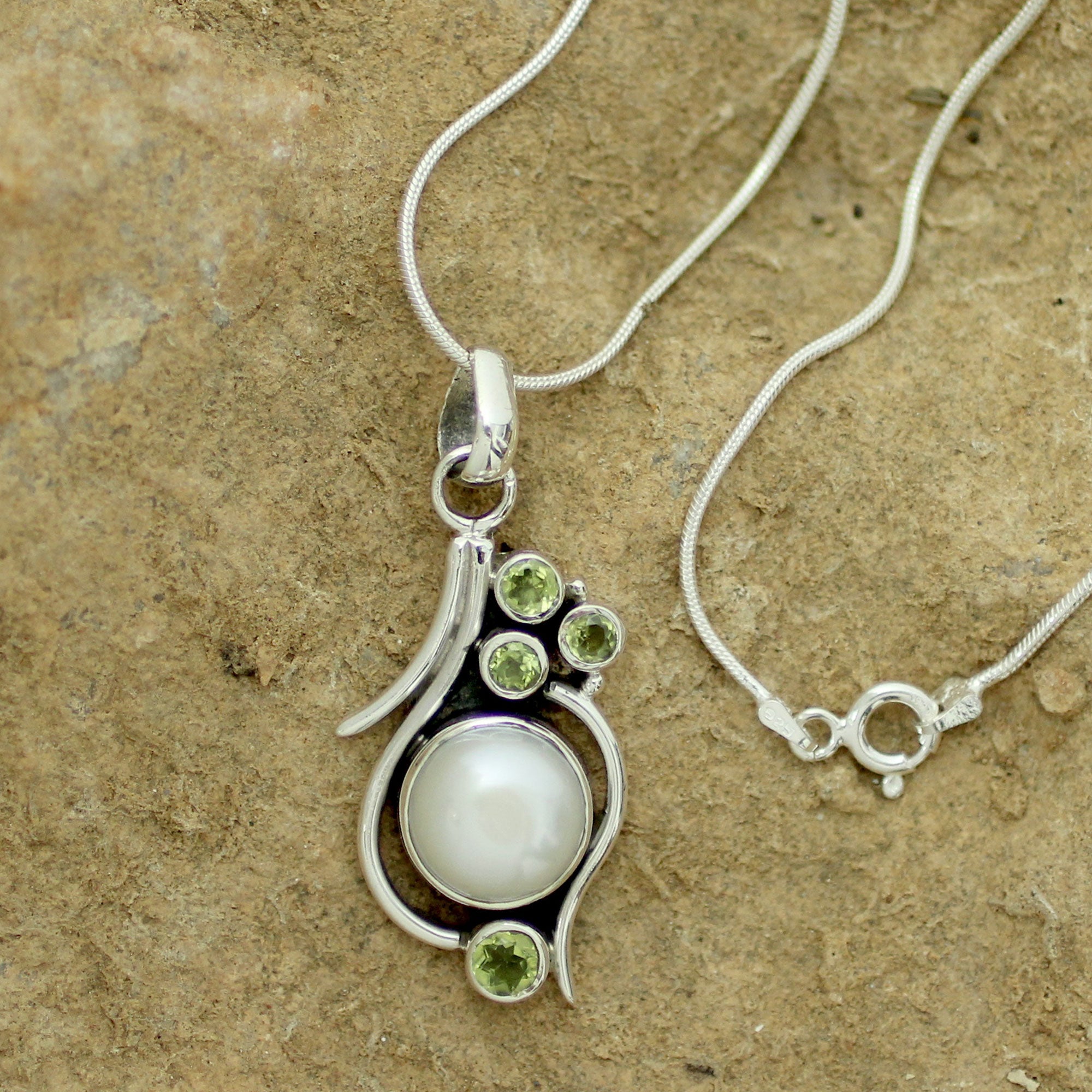 Premium Sweet Dreams Cultured Pearl & Peridot Sterling Silver Necklace