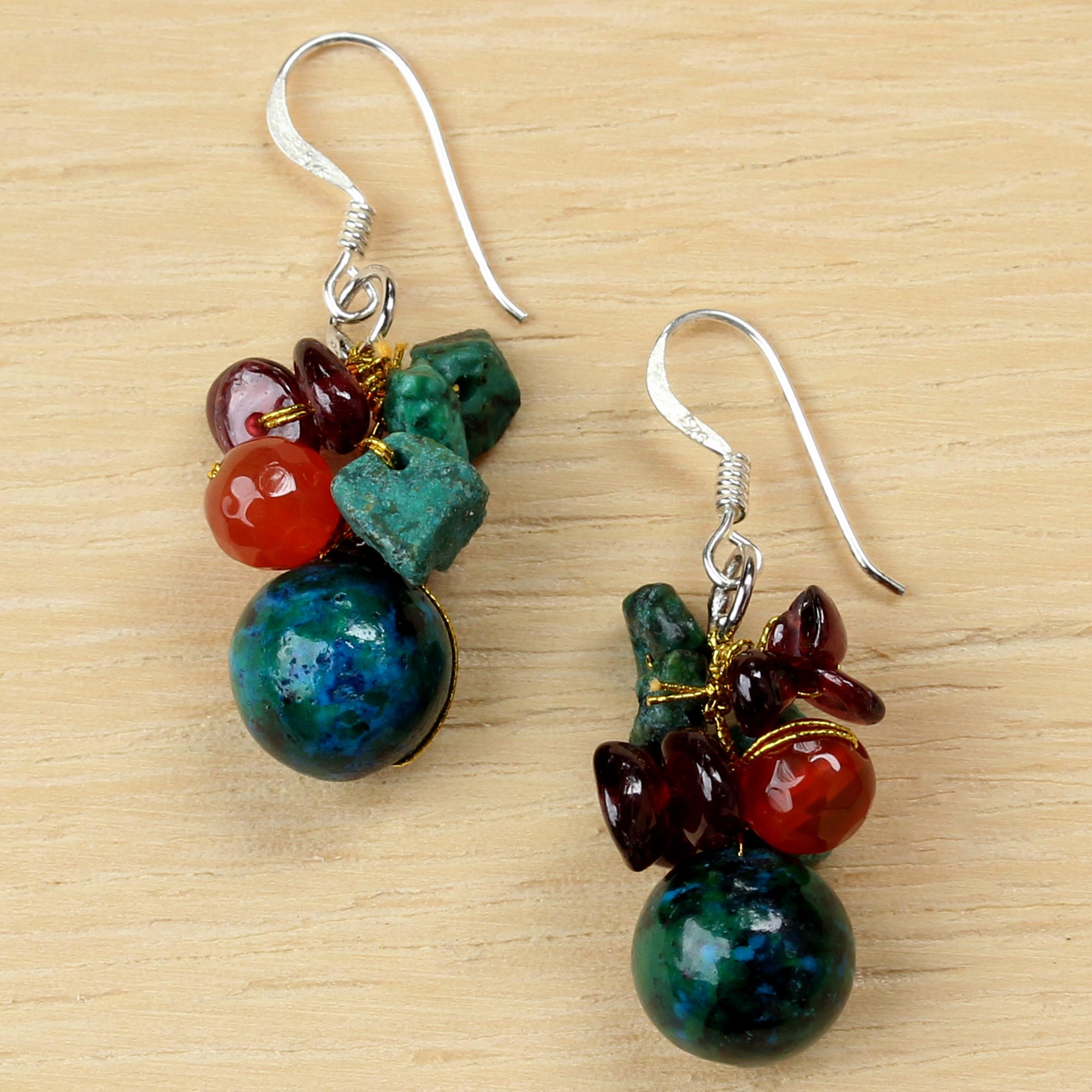 Premium Tropical Oasis Multi-Gemstone Earrings - Handcrafted Elegance